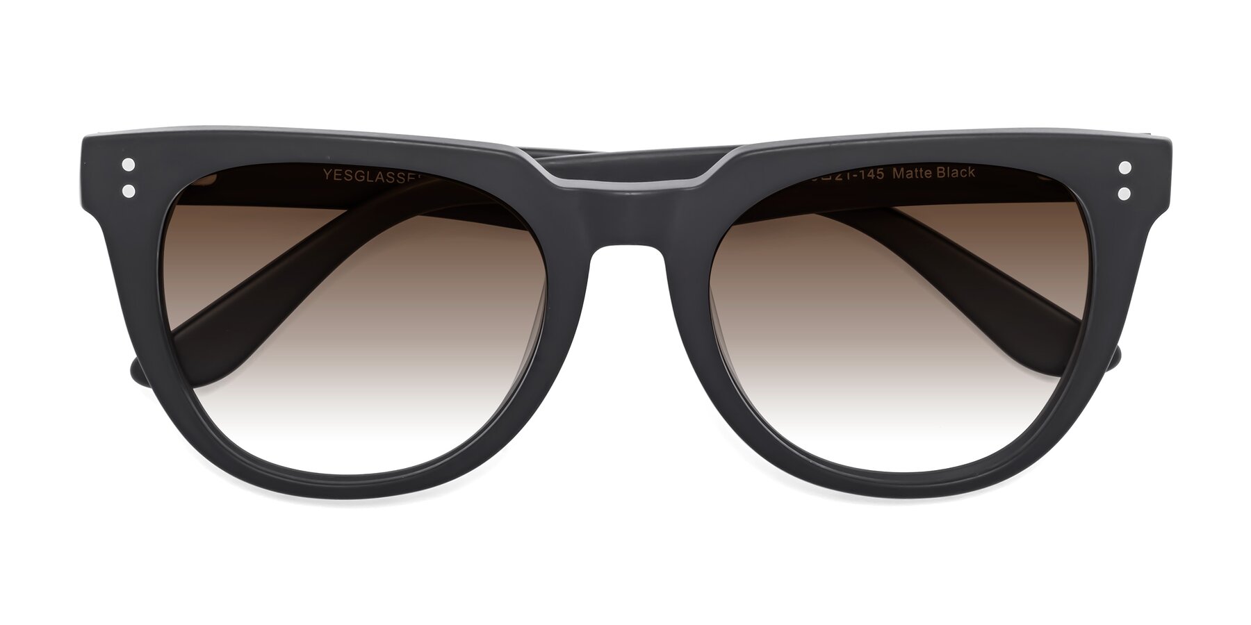 Folded Front of Graceful in Matte Black with Brown Gradient Lenses