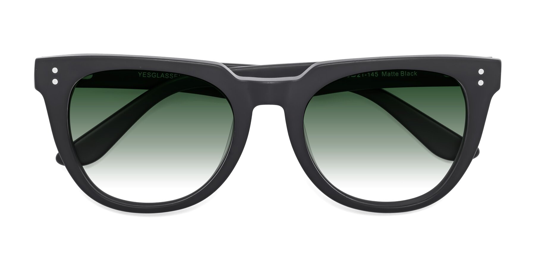 Folded Front of Graceful in Matte Black with Green Gradient Lenses