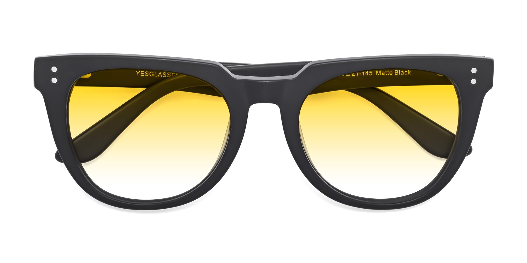 Folded Front of Graceful in Matte Black with Yellow Gradient Lenses