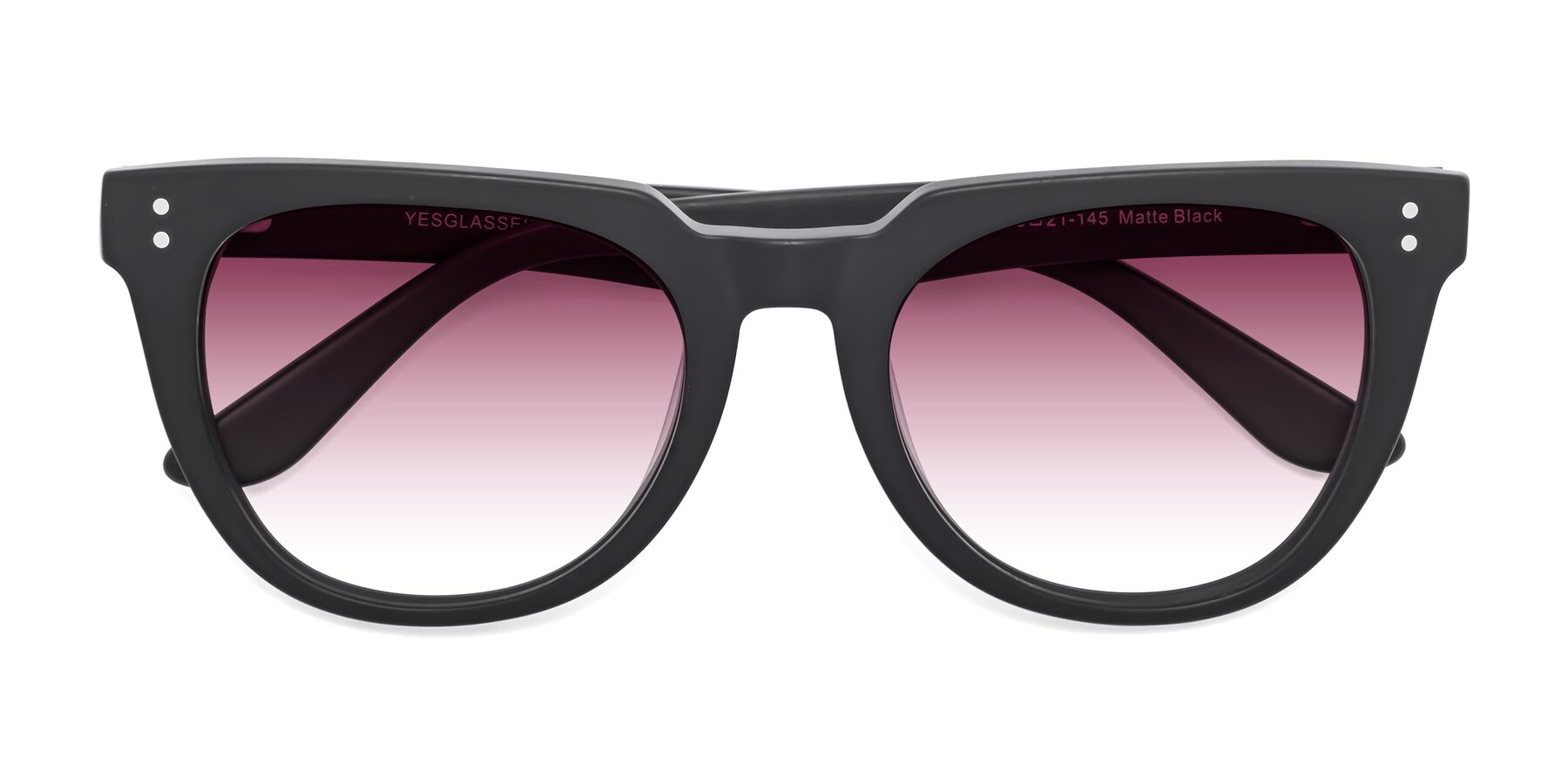 Folded Front of Graceful in Matte Black with Wine Gradient Lenses