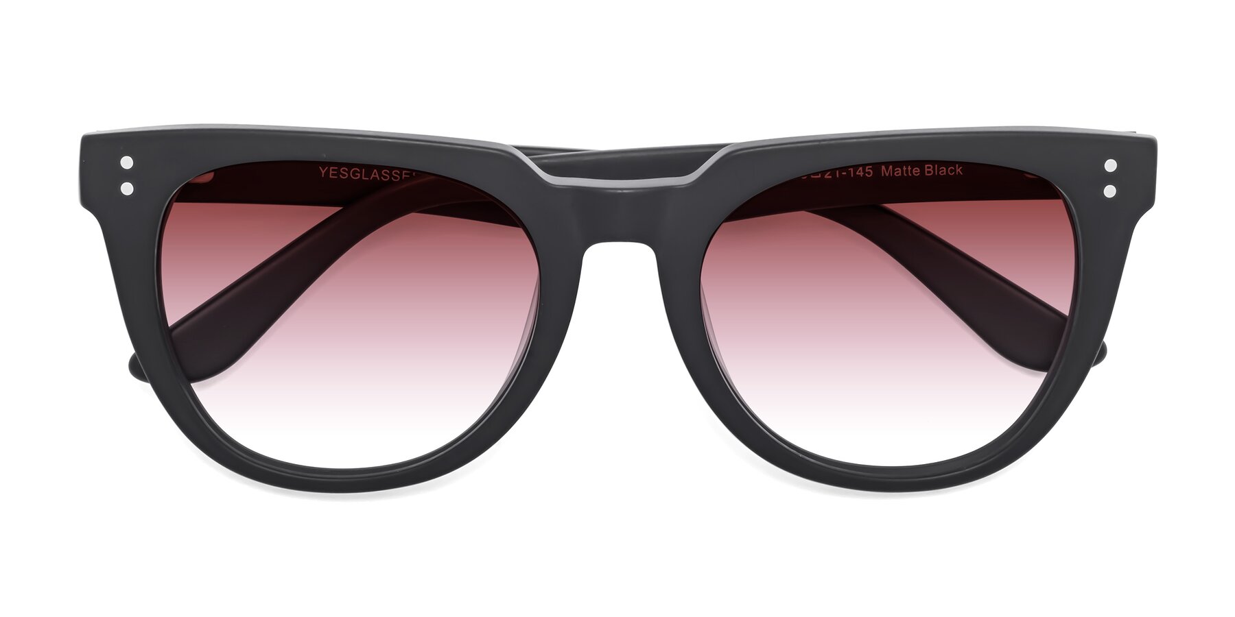 Folded Front of Graceful in Matte Black with Garnet Gradient Lenses