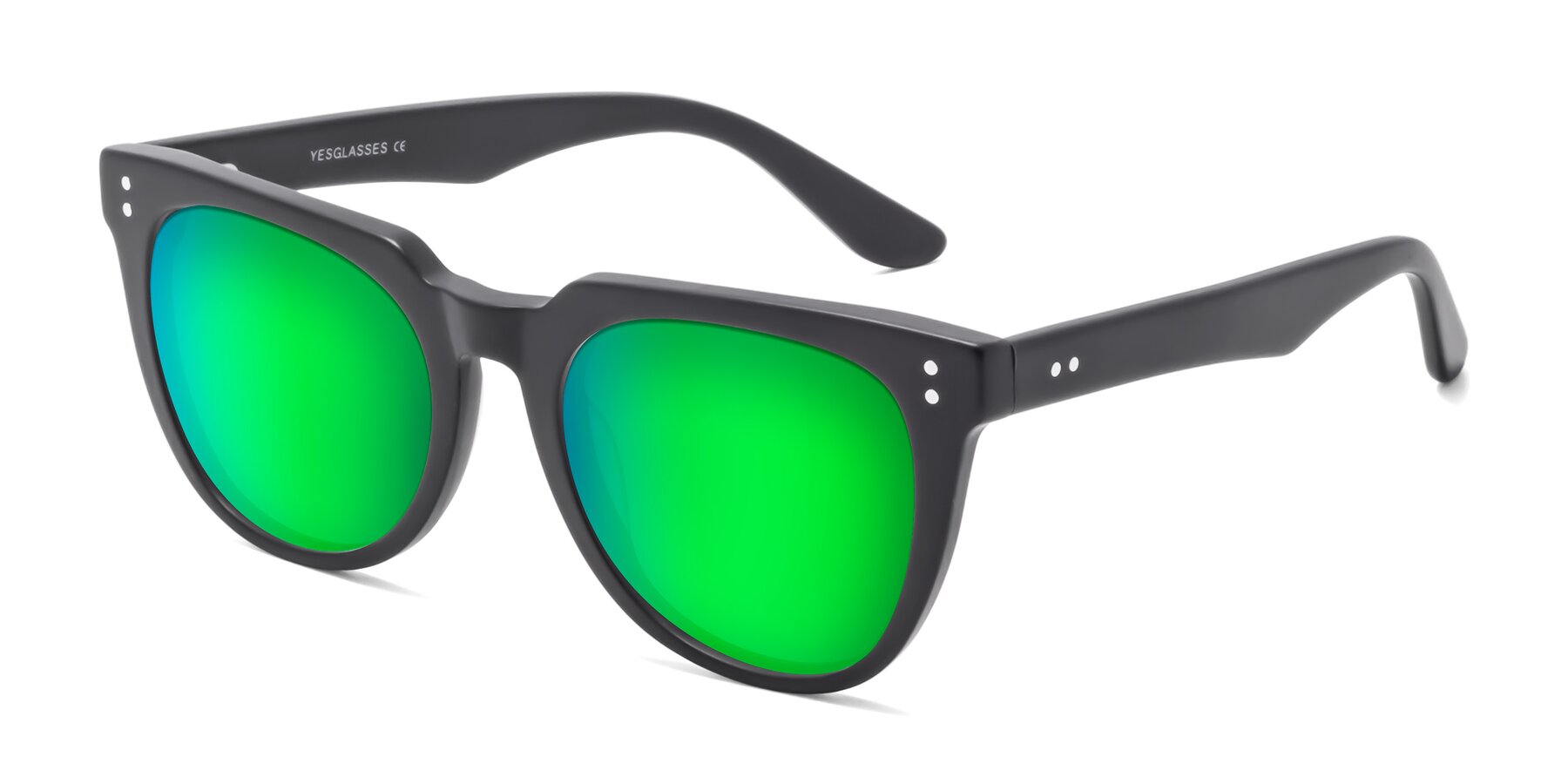 Angle of Graceful in Matte Black with Green Mirrored Lenses