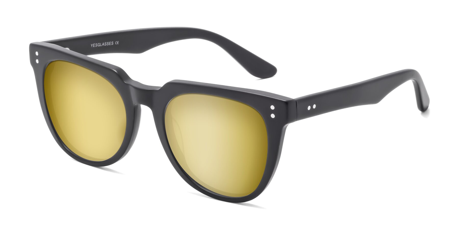 Angle of Graceful in Matte Black with Gold Mirrored Lenses