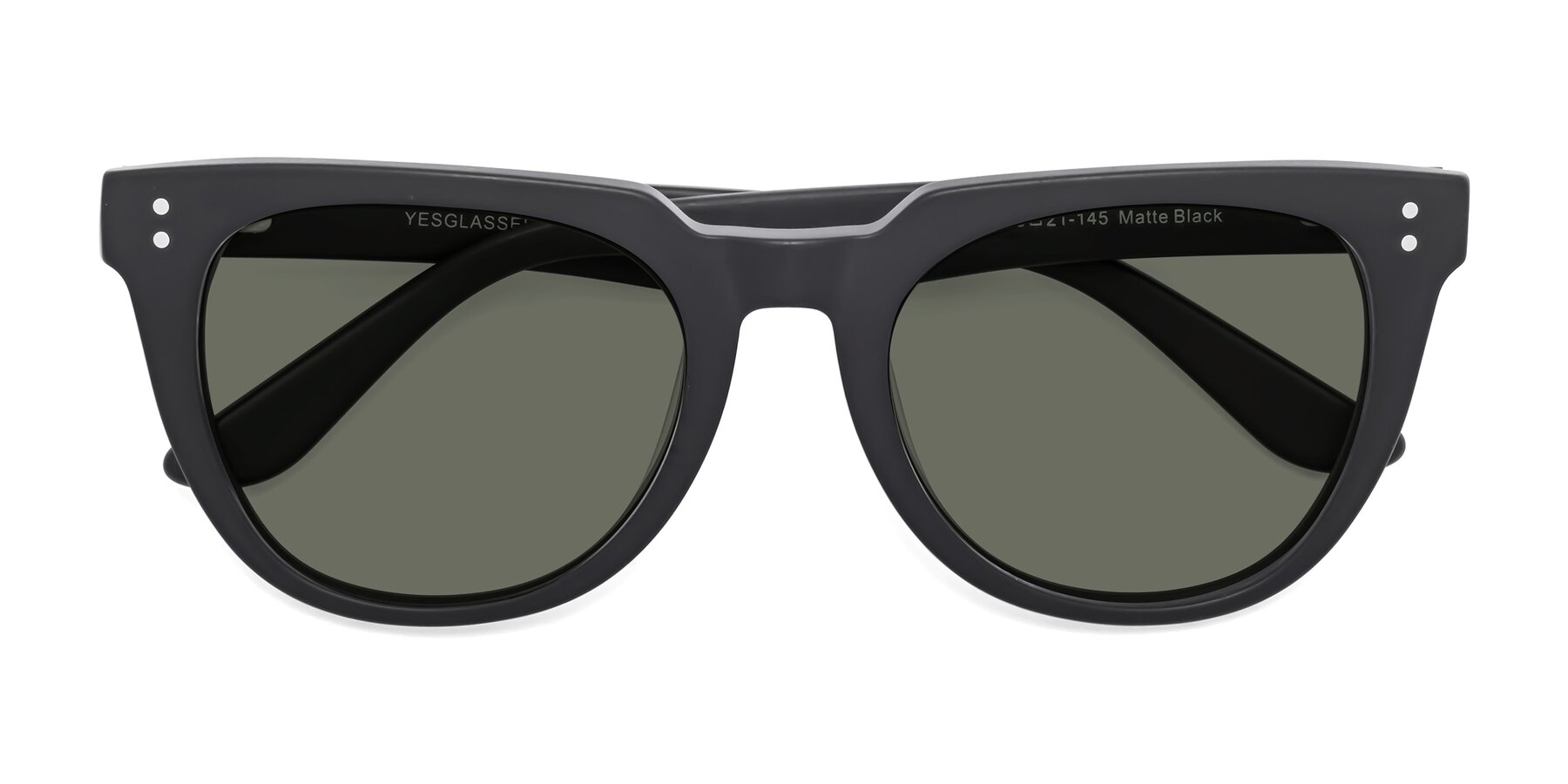 Folded Front of Graceful in Matte Black with Gray Polarized Lenses