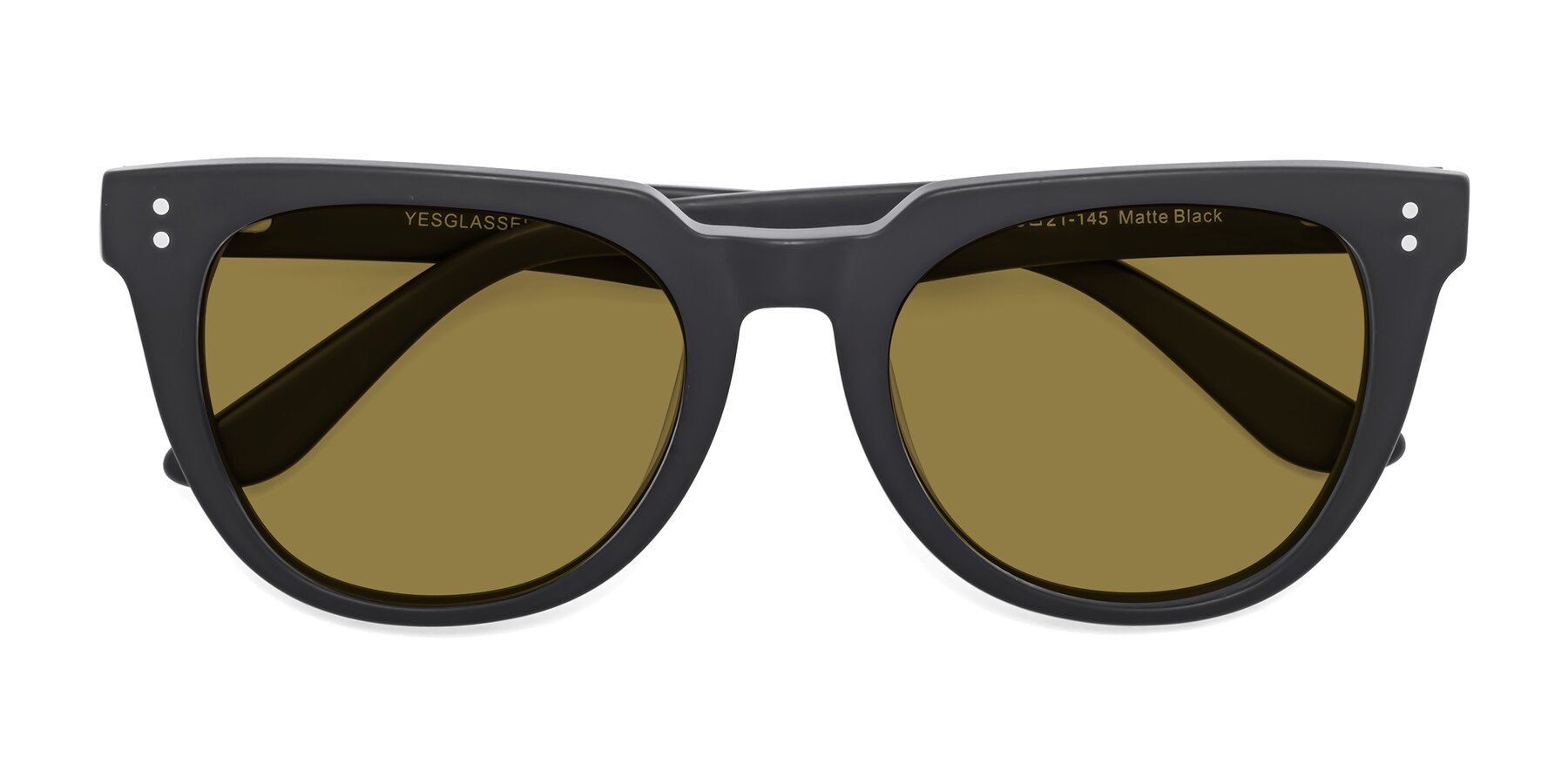 Folded Front of Graceful in Matte Black with Brown Polarized Lenses