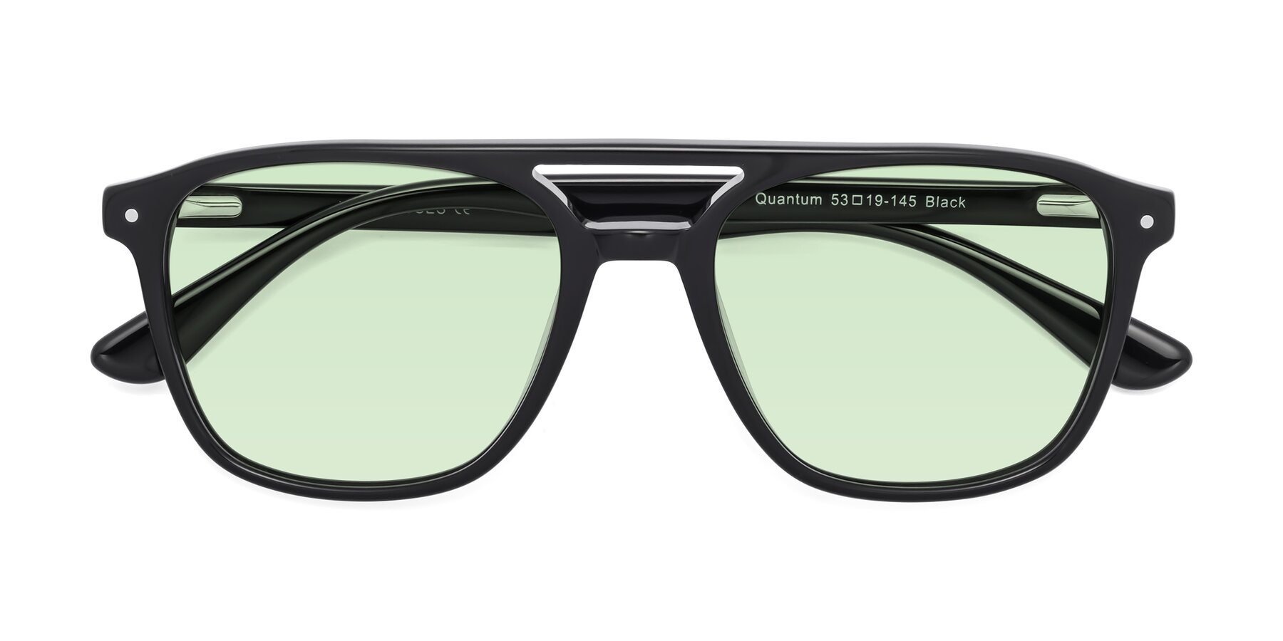 Folded Front of Quantum in Black with Light Green Tinted Lenses