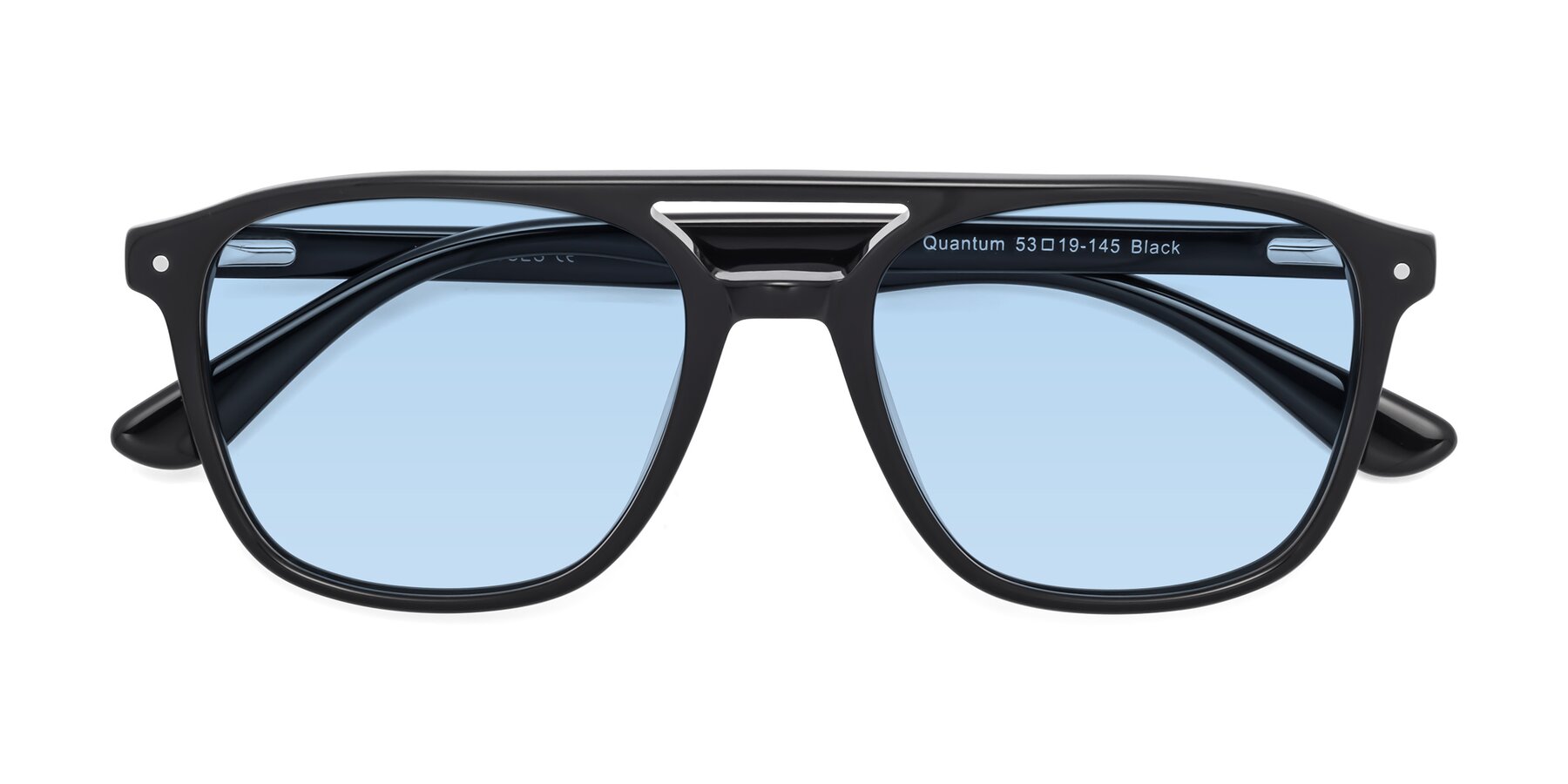 Folded Front of Quantum in Black with Light Blue Tinted Lenses