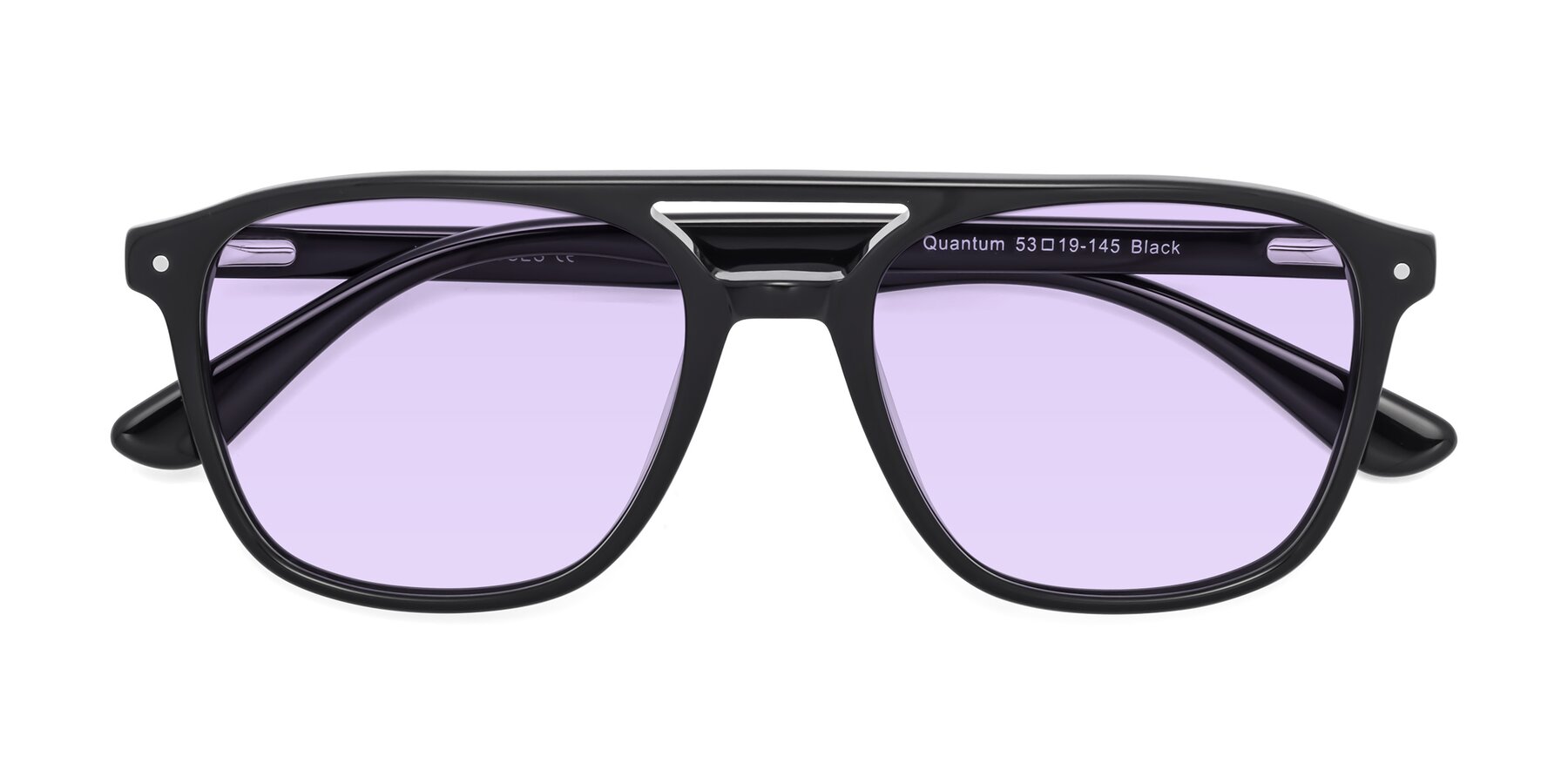 Folded Front of Quantum in Black with Light Purple Tinted Lenses