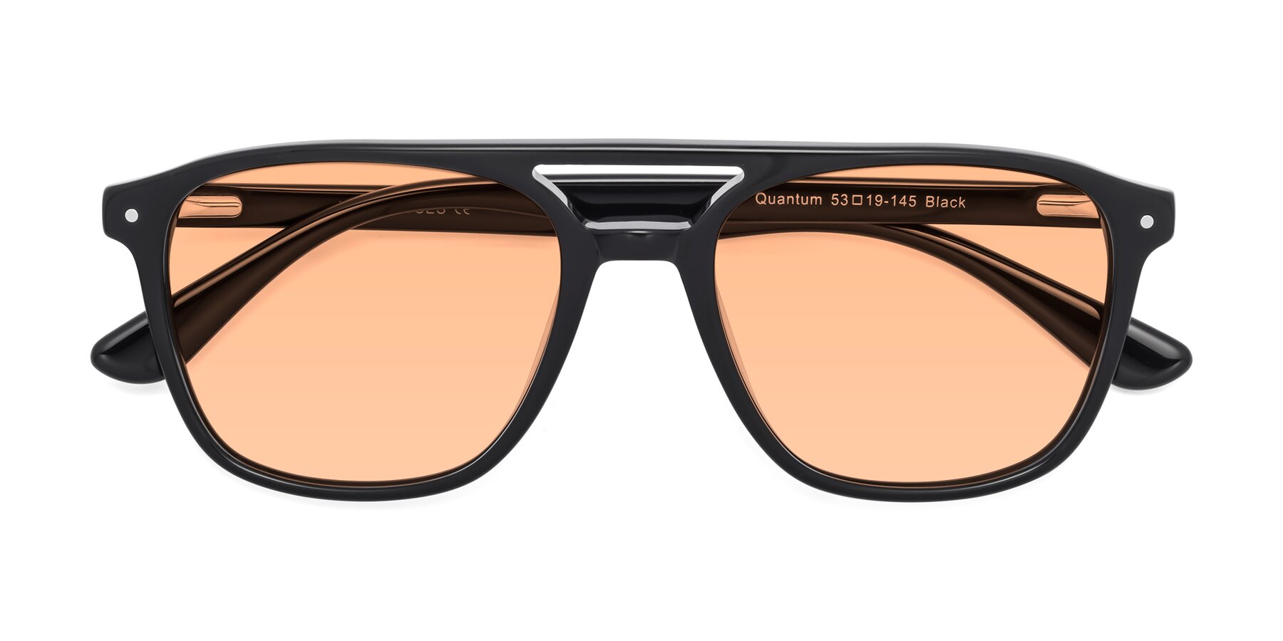 Folded Front of Quantum in Black with Light Orange Tinted Lenses