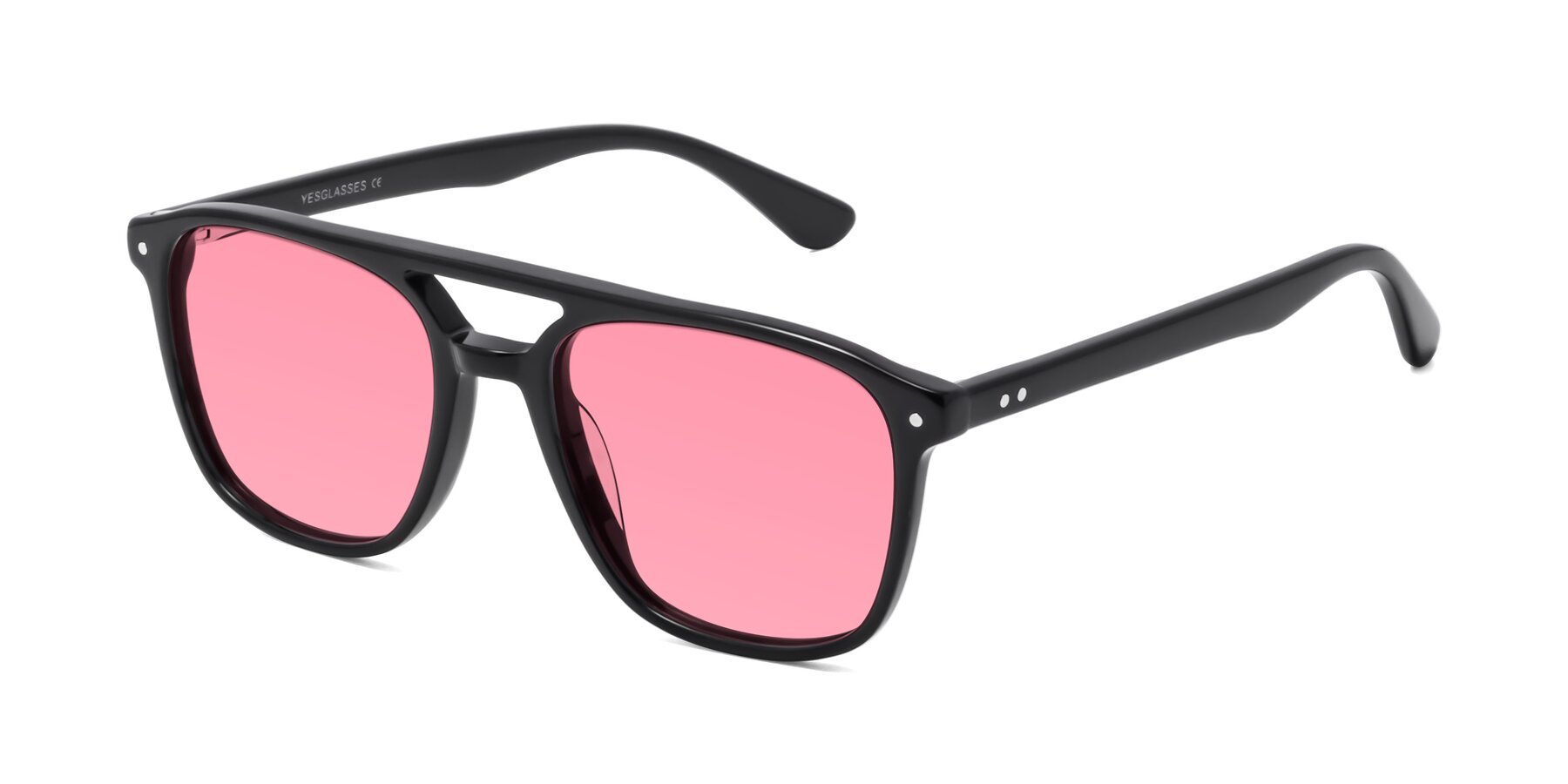 Angle of Quantum in Black with Pink Tinted Lenses