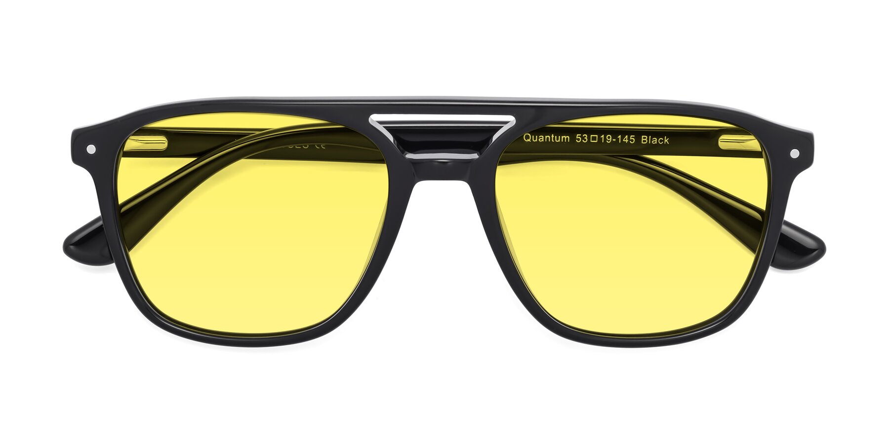 Folded Front of Quantum in Black with Medium Yellow Tinted Lenses