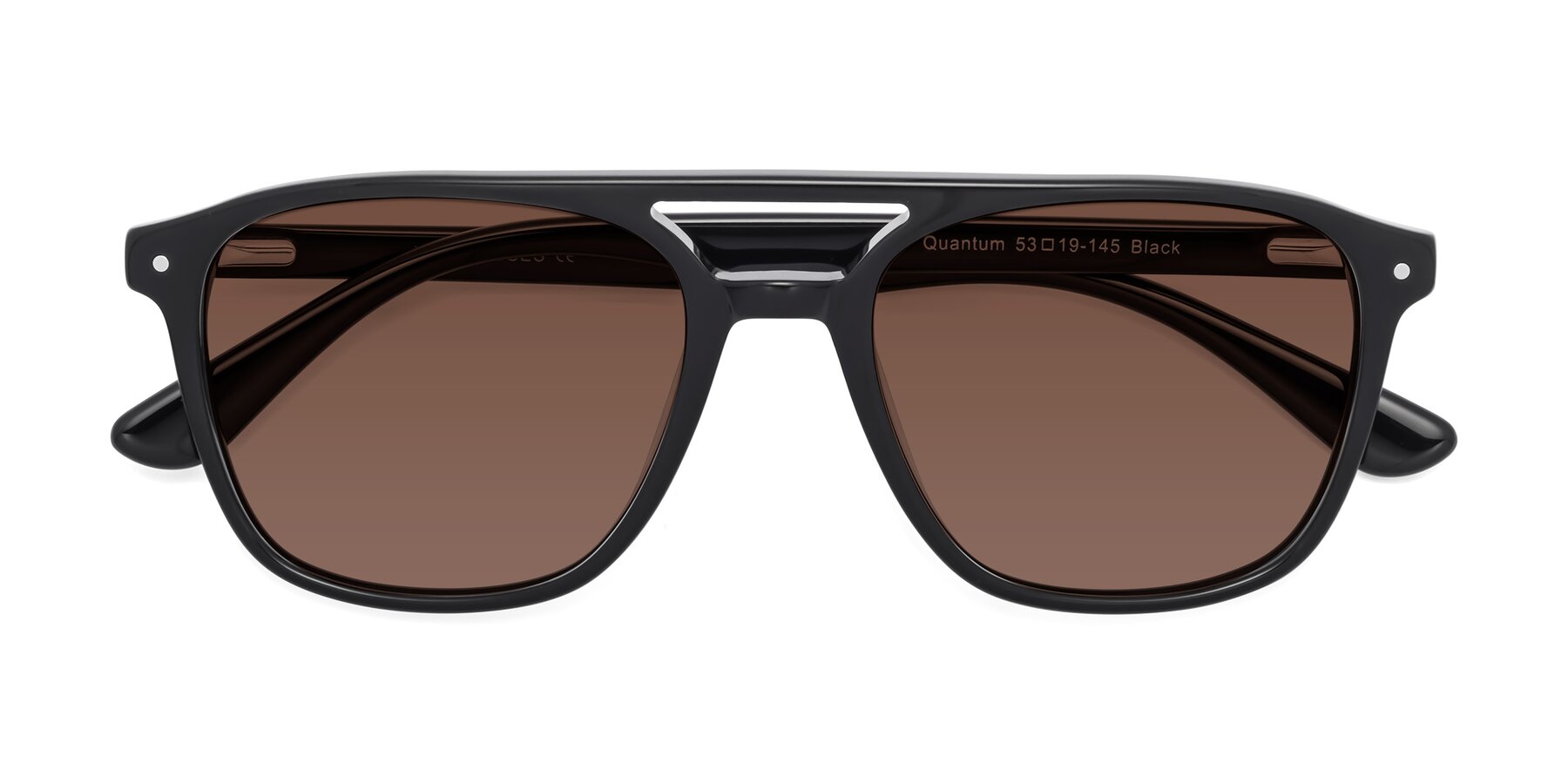 Folded Front of Quantum in Black with Brown Tinted Lenses