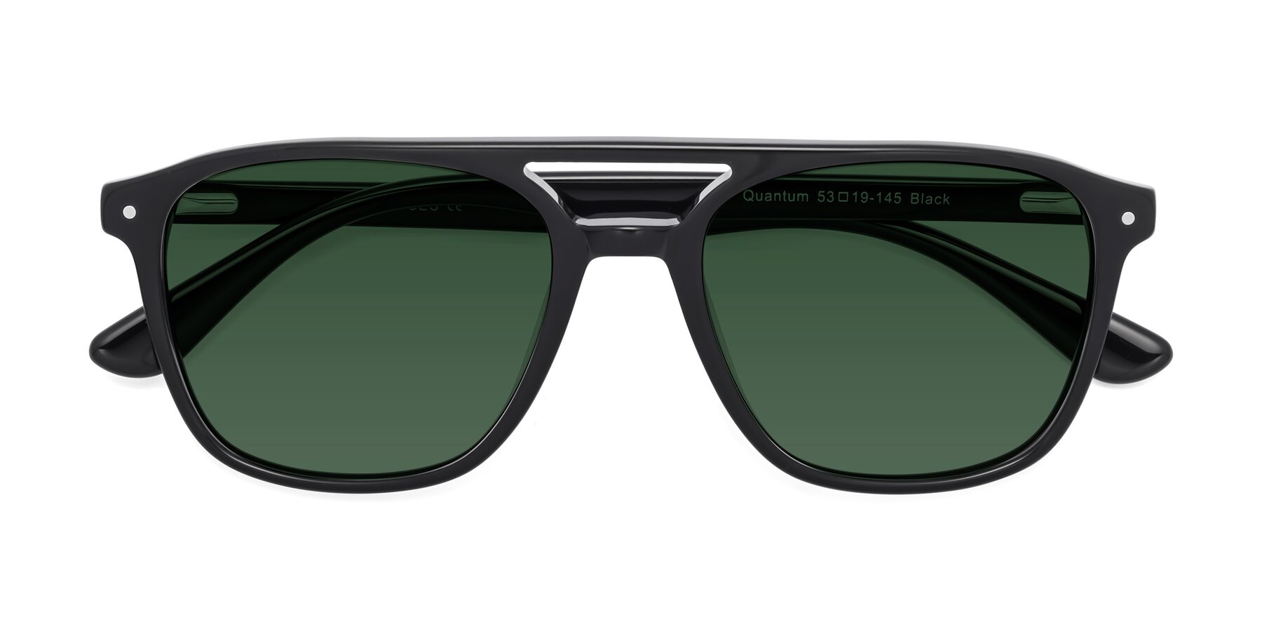Folded Front of Quantum in Black with Green Tinted Lenses