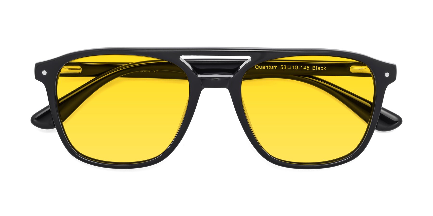 Folded Front of Quantum in Black with Yellow Tinted Lenses