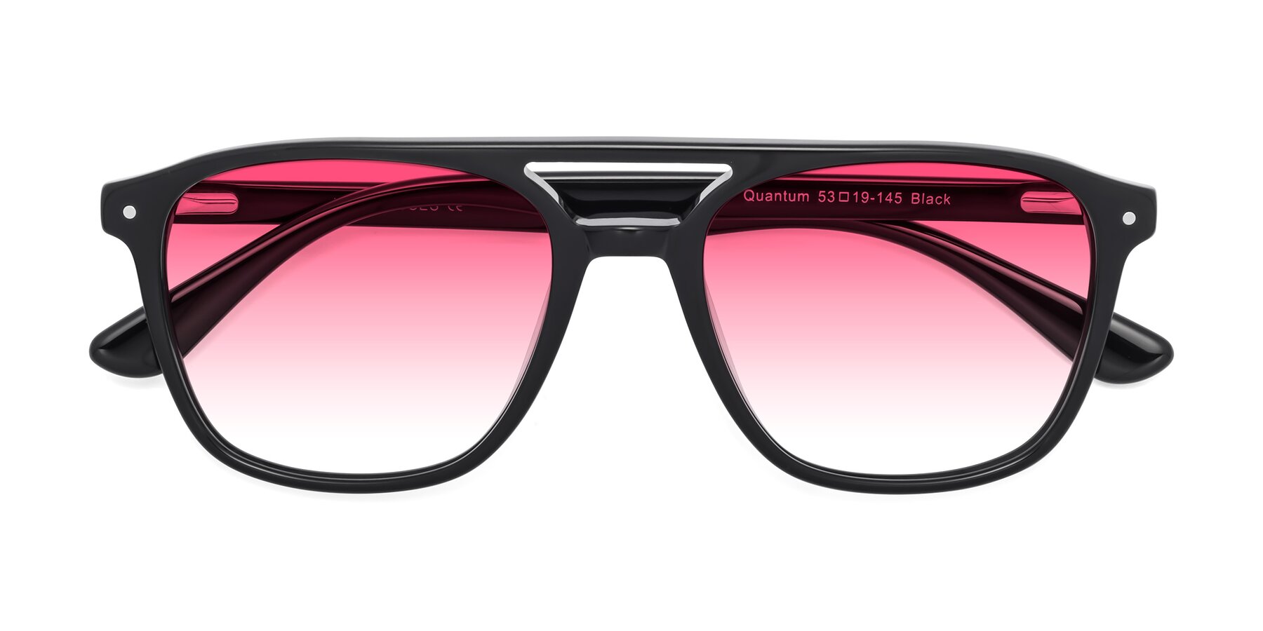 Folded Front of Quantum in Black with Pink Gradient Lenses