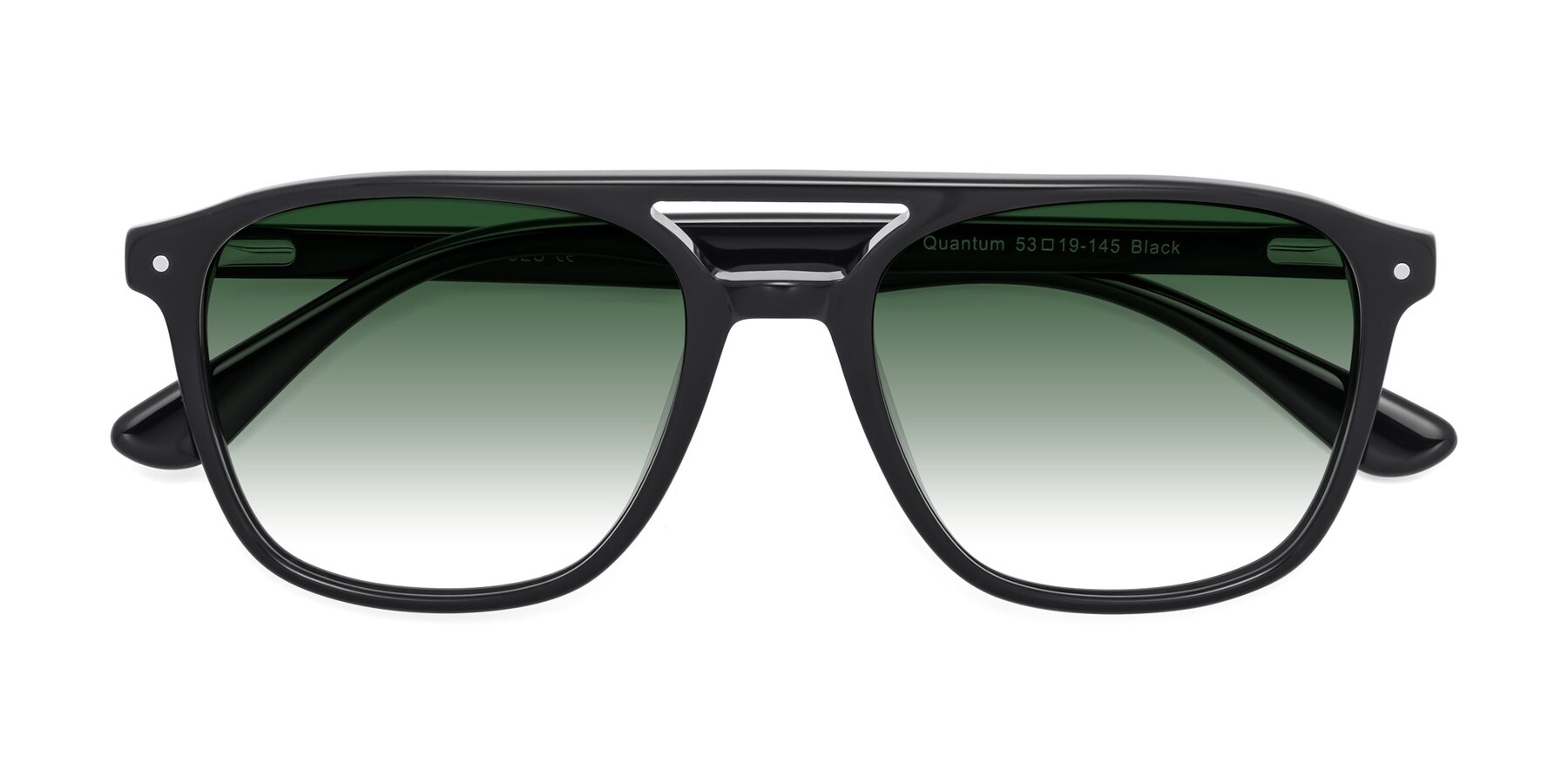 Folded Front of Quantum in Black with Green Gradient Lenses