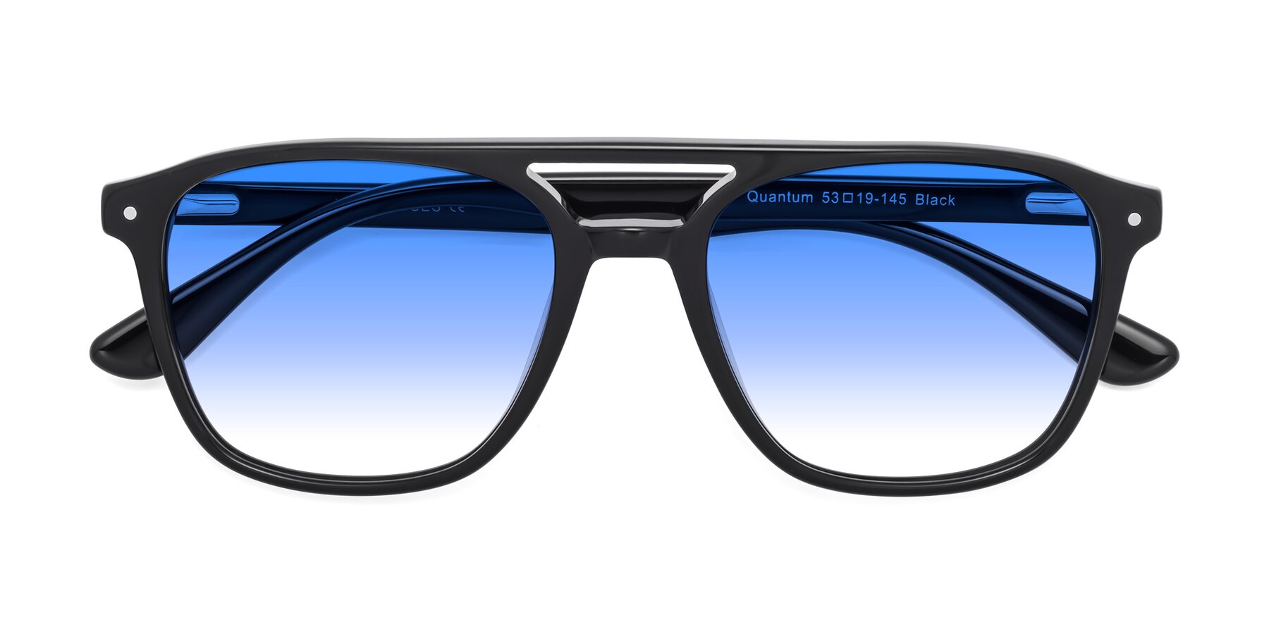 Folded Front of Quantum in Black with Blue Gradient Lenses