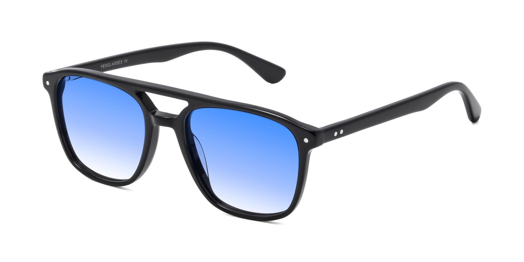 Angle of Quantum in Black with Blue Gradient Lenses