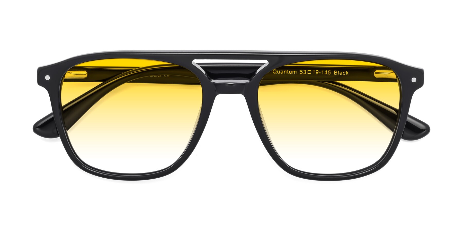 Folded Front of Quantum in Black with Yellow Gradient Lenses