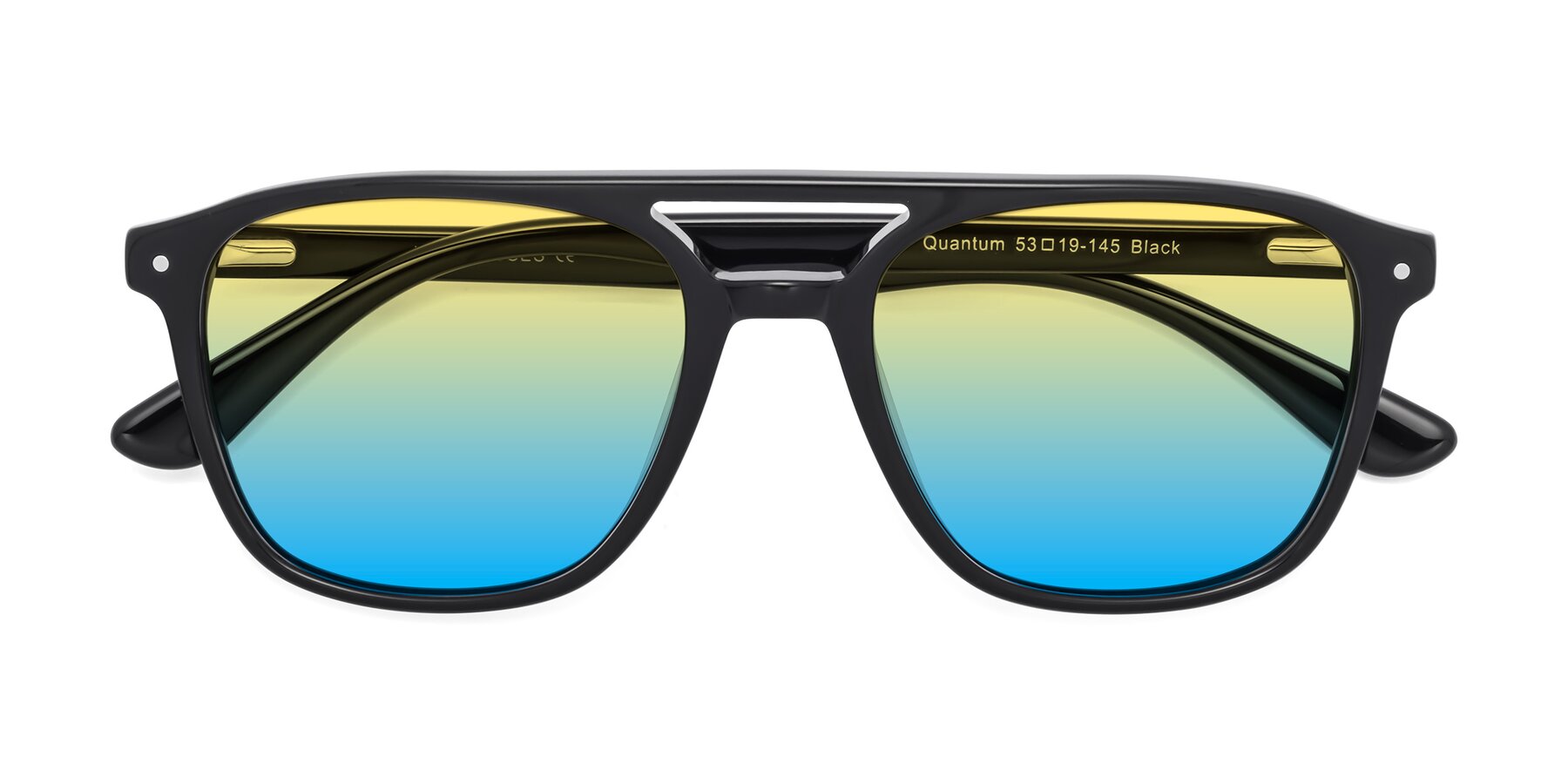 Folded Front of Quantum in Black with Yellow / Blue Gradient Lenses
