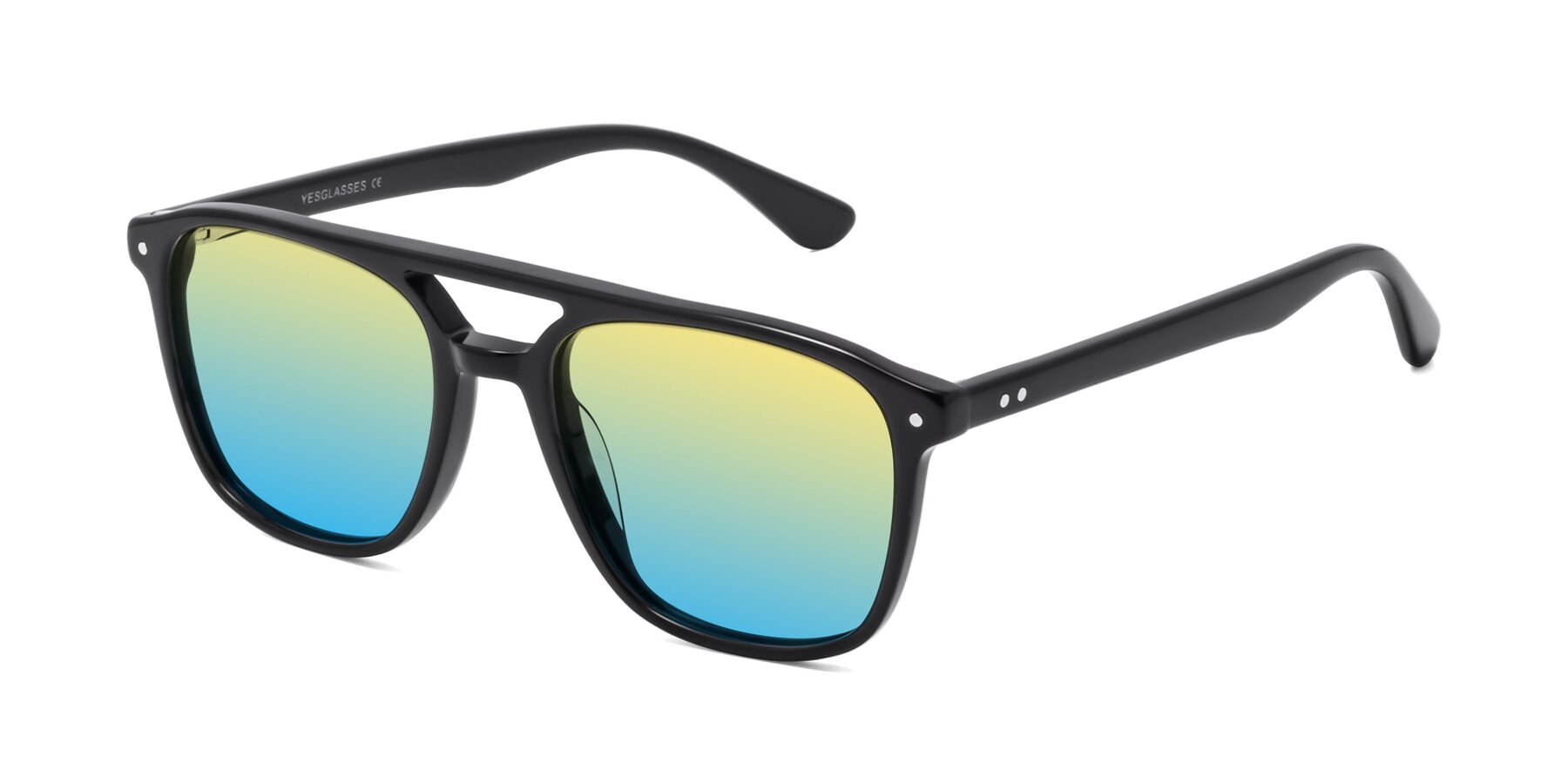 Angle of Quantum in Black with Yellow / Blue Gradient Lenses