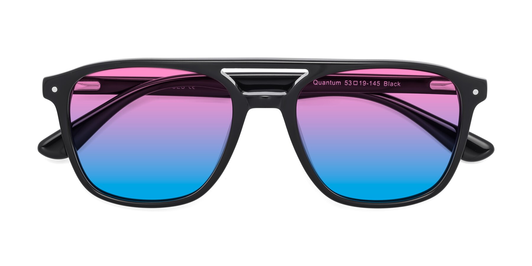 Folded Front of Quantum in Black with Pink / Blue Gradient Lenses