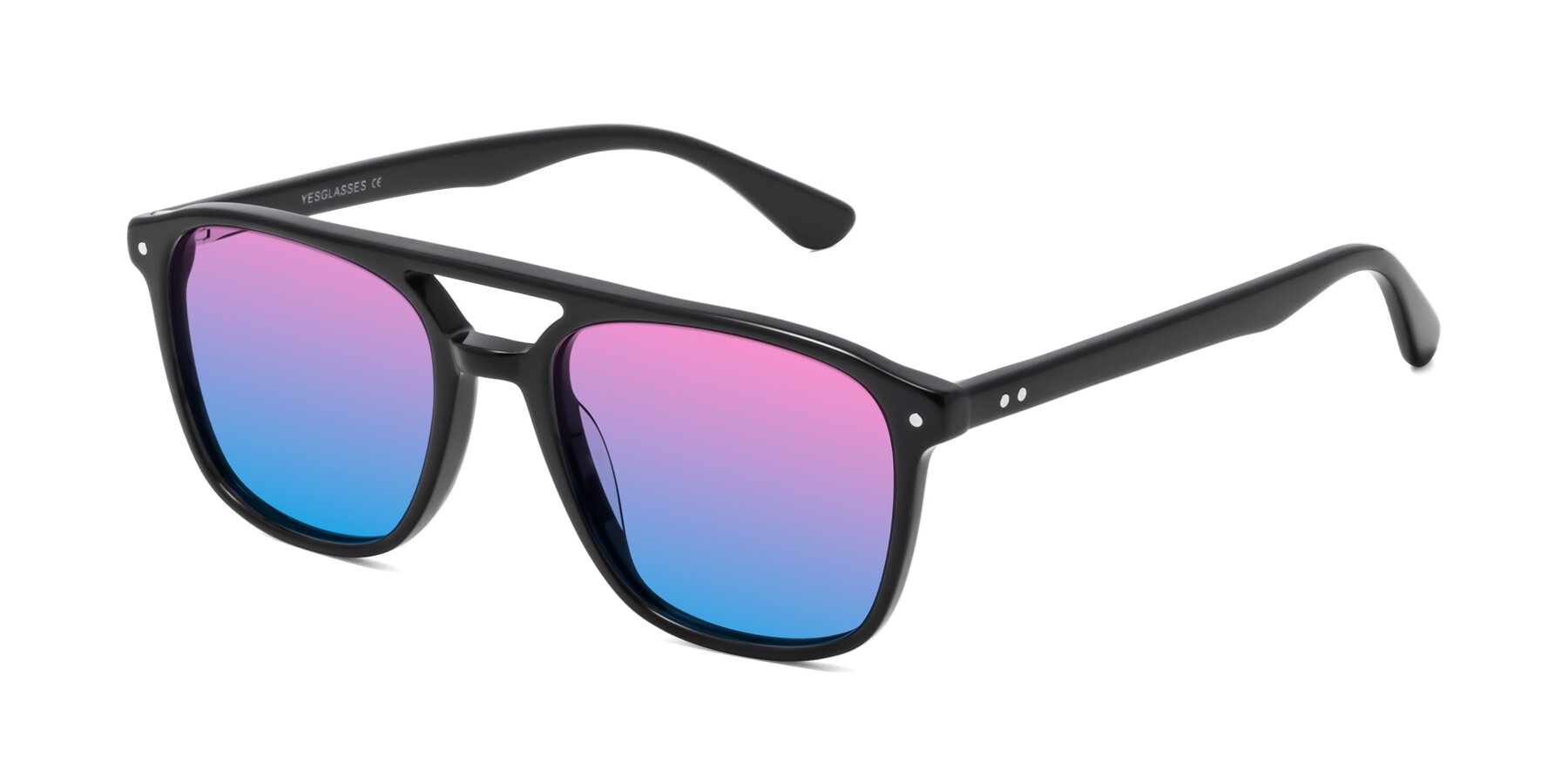 Angle of Quantum in Black with Pink / Blue Gradient Lenses