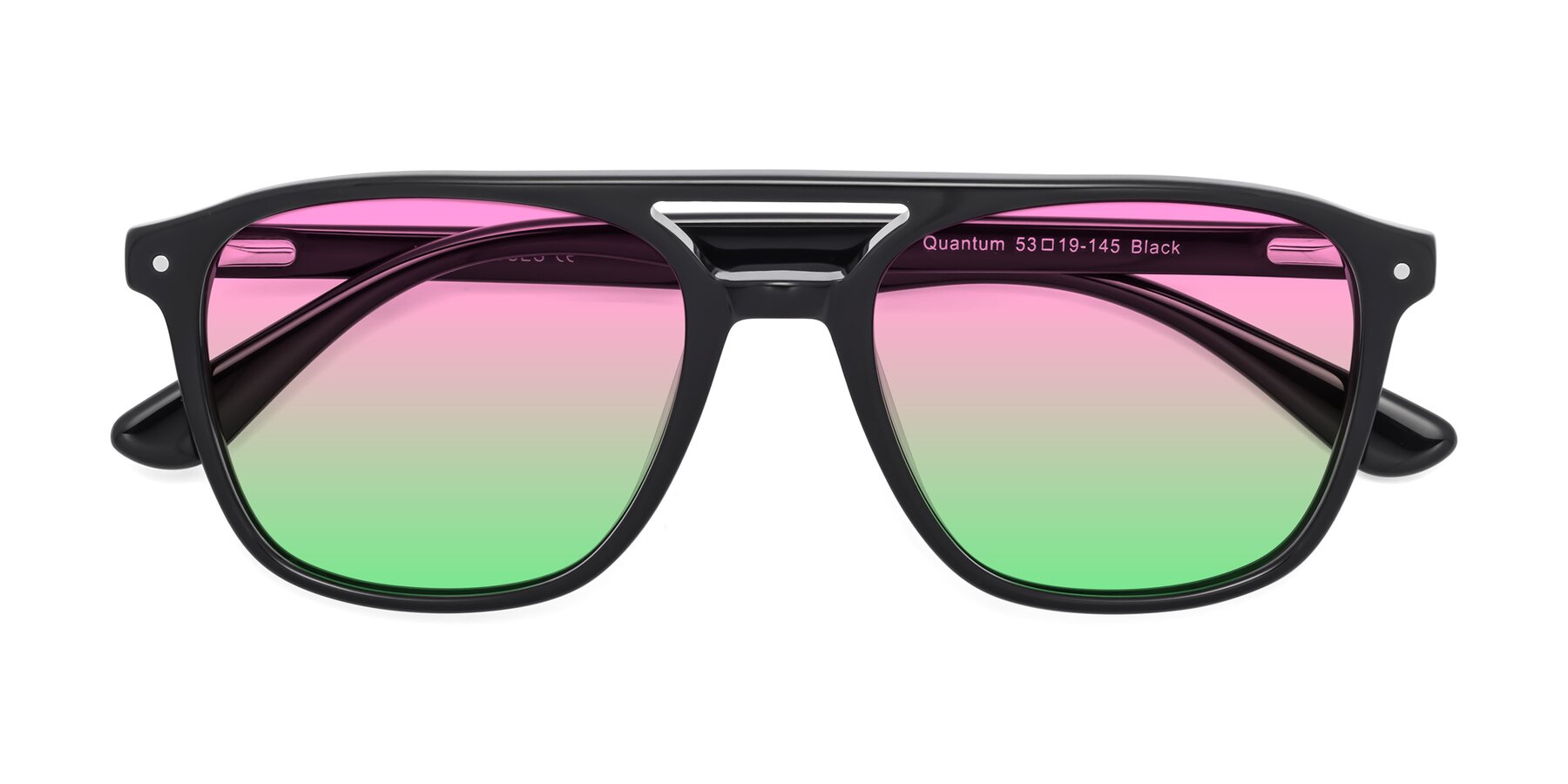 Folded Front of Quantum in Black with Pink / Green Gradient Lenses