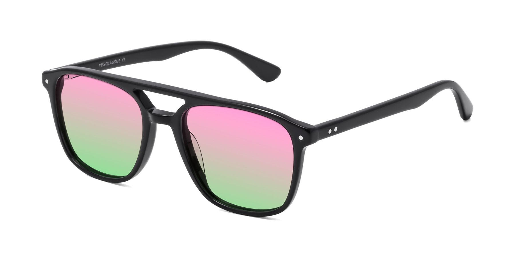 Angle of Quantum in Black with Pink / Green Gradient Lenses