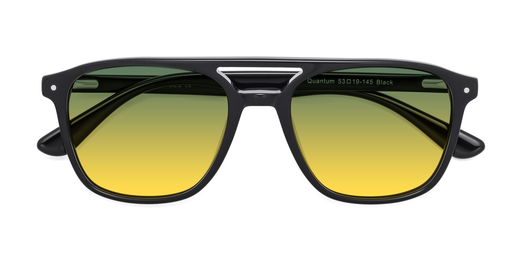 Folded Front of Quantum in Black with Green / Yellow Gradient Lenses