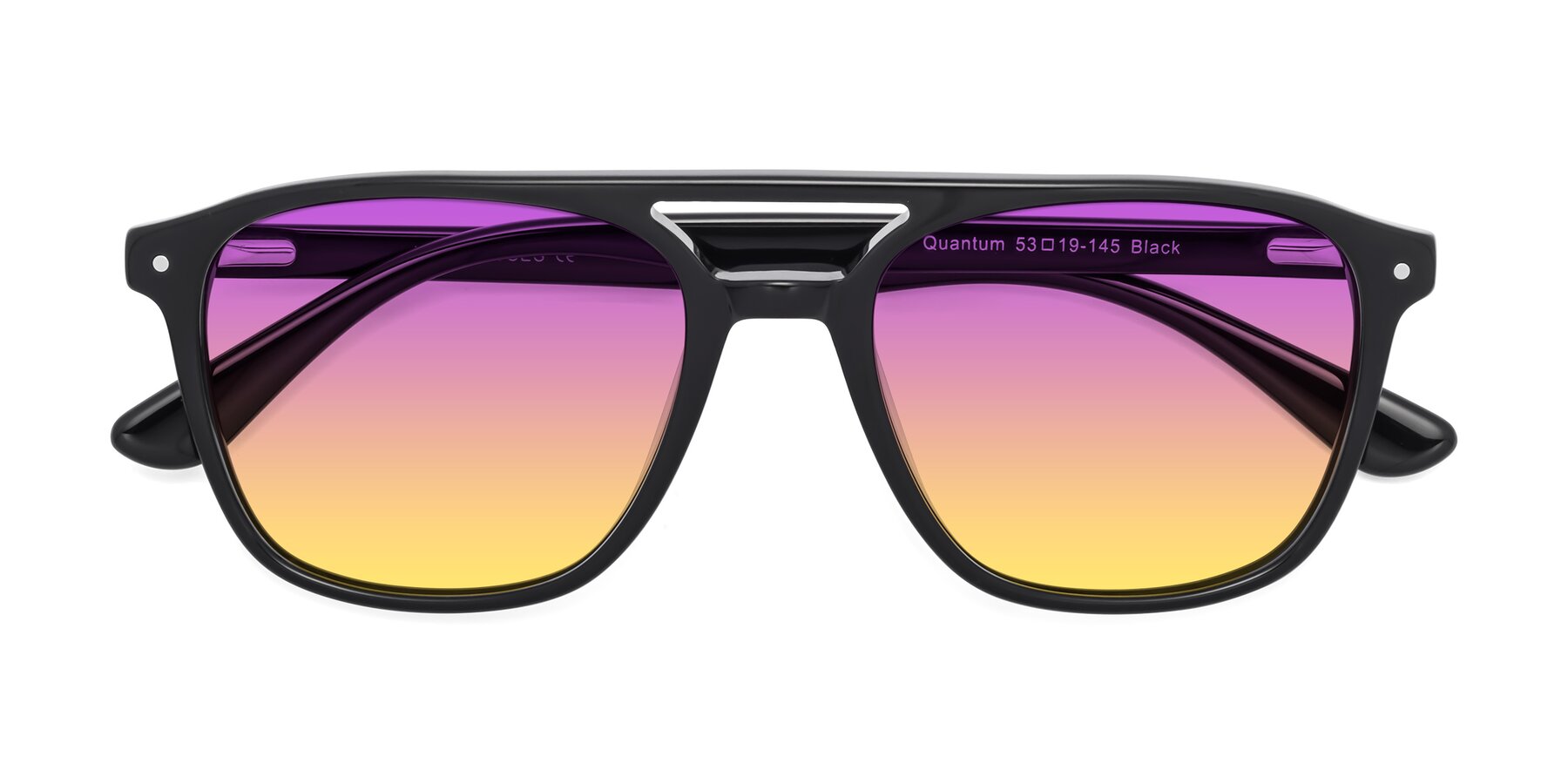Folded Front of Quantum in Black with Purple / Yellow Gradient Lenses
