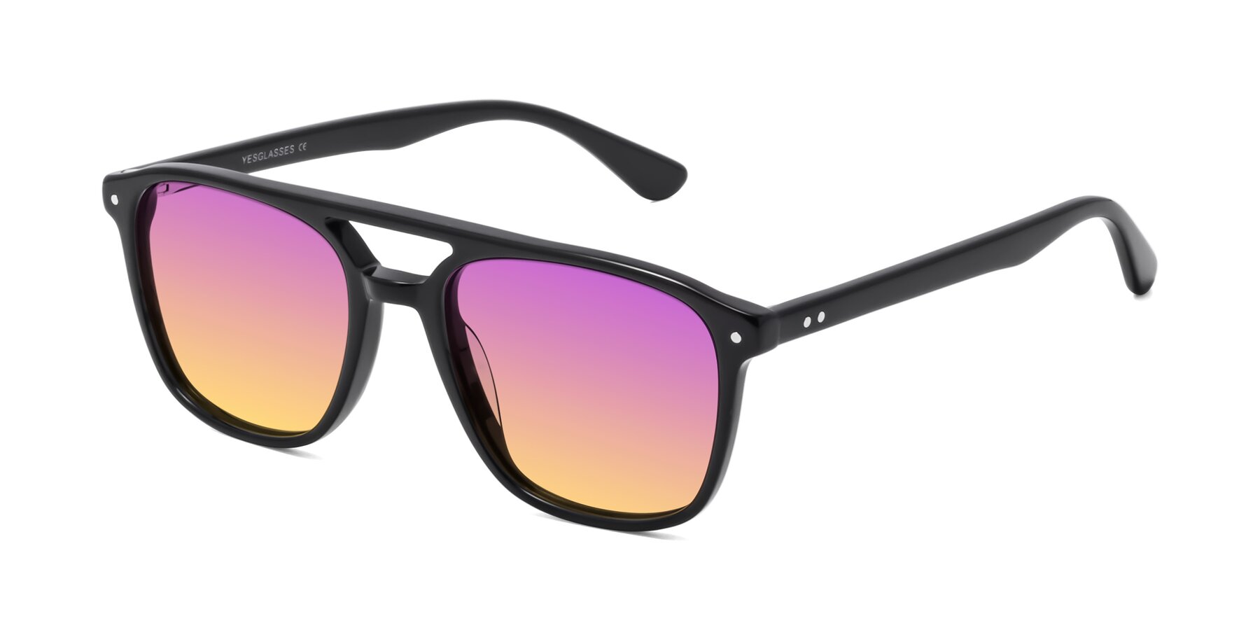 Angle of Quantum in Black with Purple / Yellow Gradient Lenses