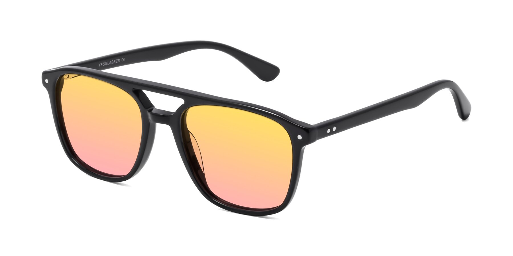 Angle of Quantum in Black with Yellow / Pink Gradient Lenses