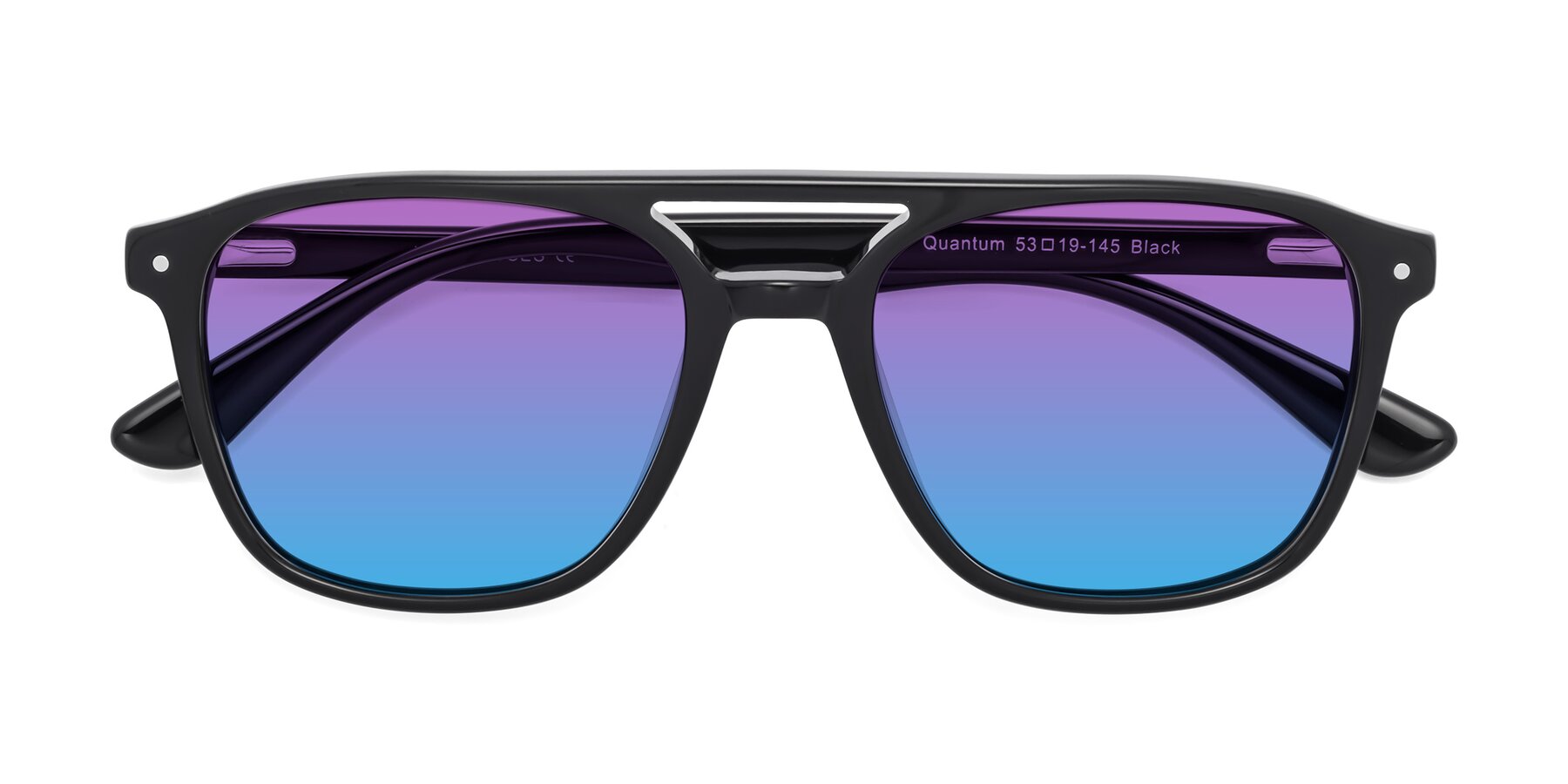 Folded Front of Quantum in Black with Purple / Blue Gradient Lenses