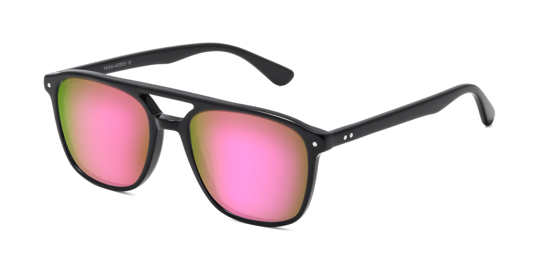 Angle of Quantum in Black with Pink Mirrored Lenses