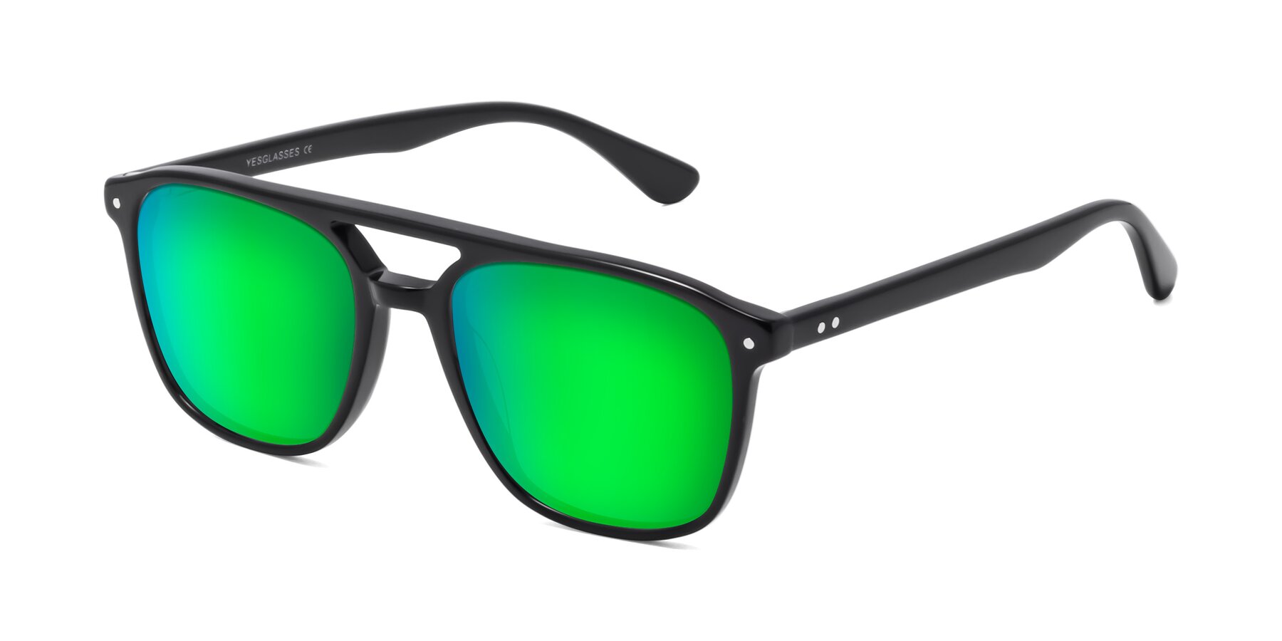 Angle of Quantum in Black with Green Mirrored Lenses