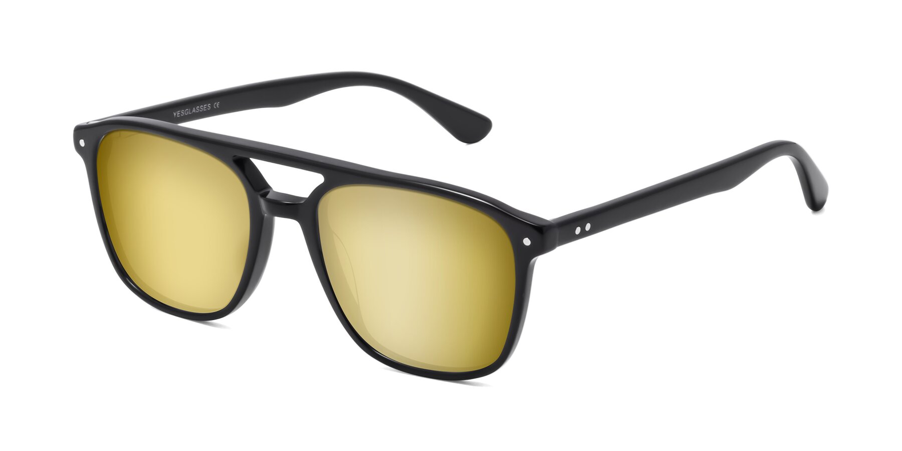 Angle of Quantum in Black with Gold Mirrored Lenses