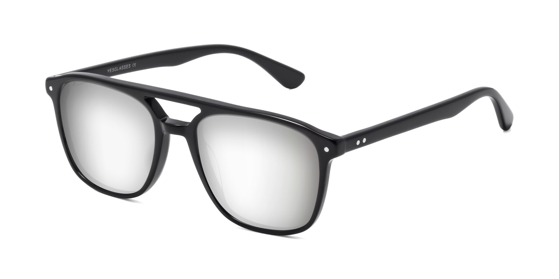 Angle of Quantum in Black with Silver Mirrored Lenses