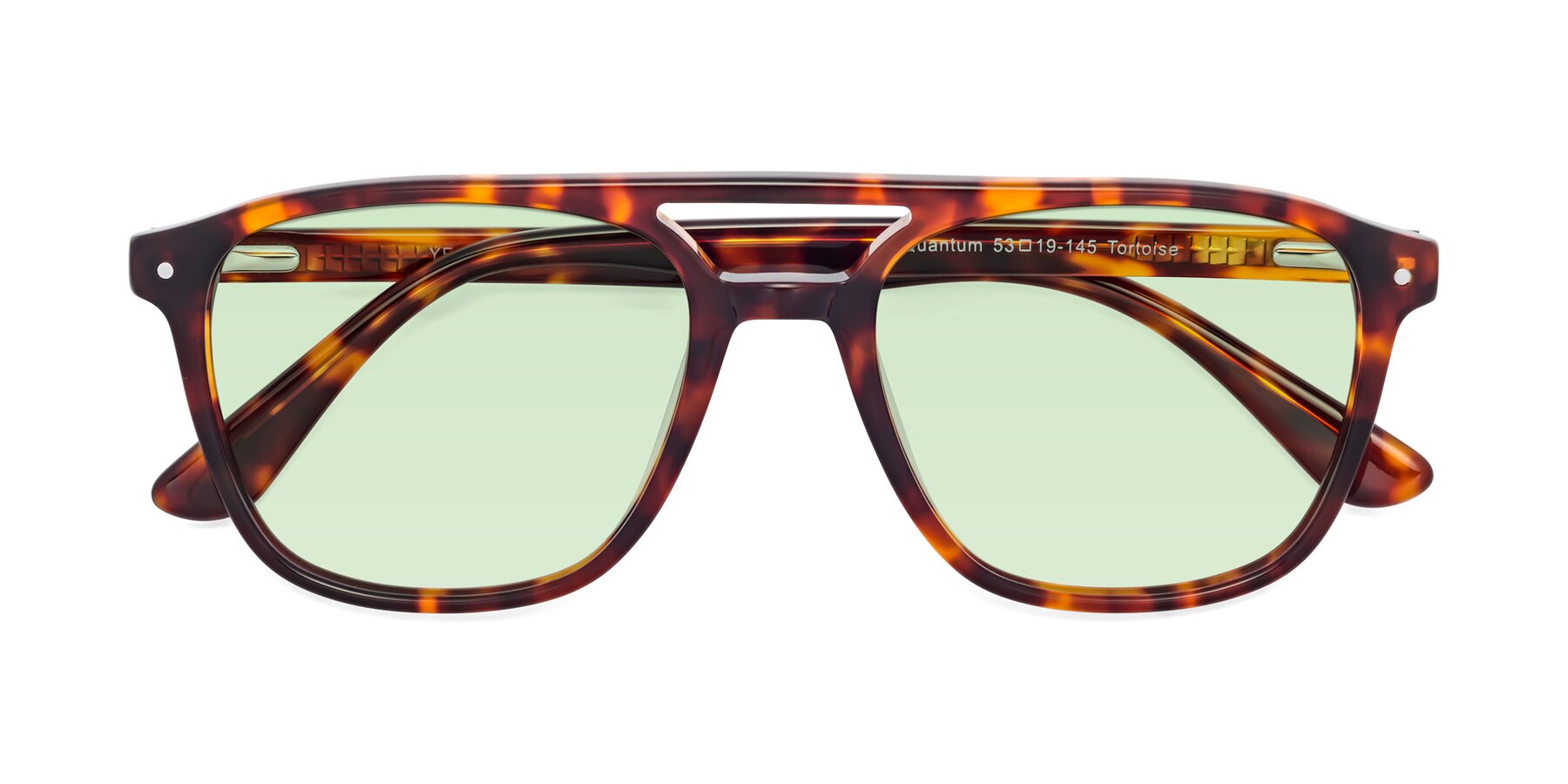 Folded Front of Quantum in Tortoise with Light Green Tinted Lenses