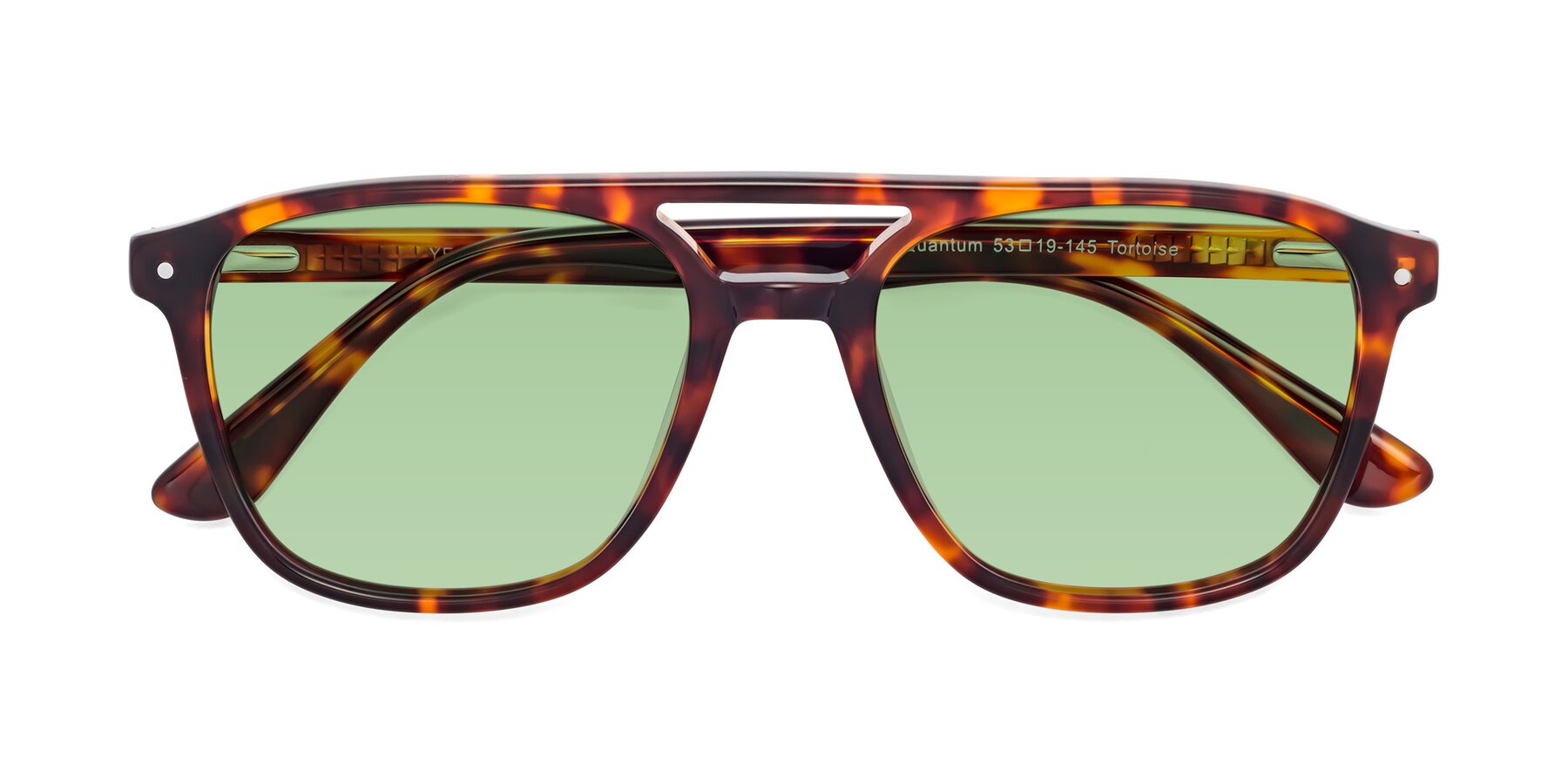 Folded Front of Quantum in Tortoise with Medium Green Tinted Lenses