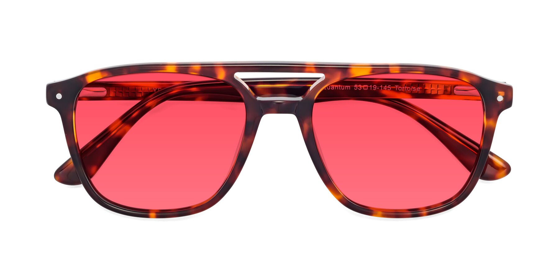 Folded Front of Quantum in Tortoise with Red Tinted Lenses