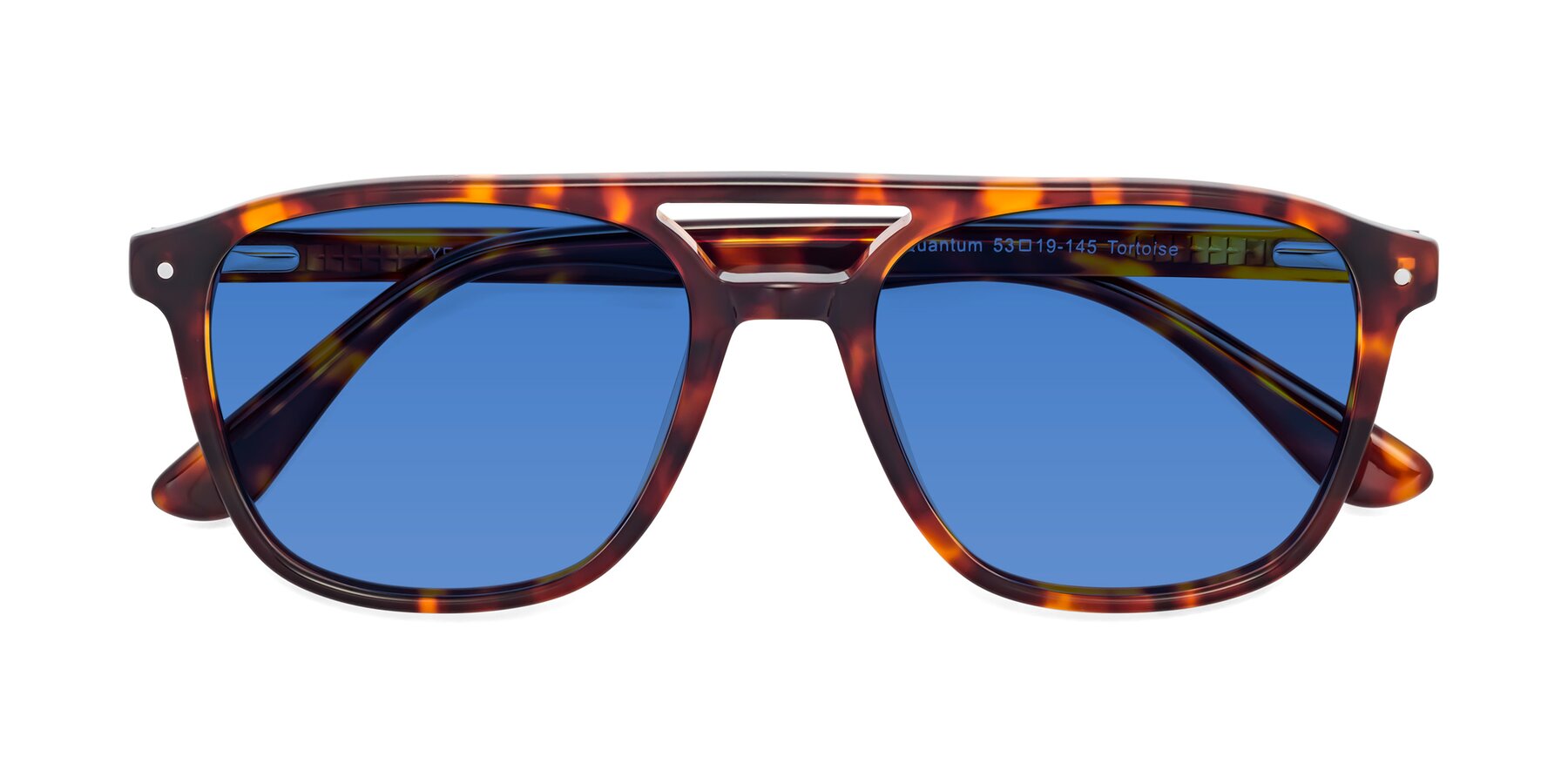 Folded Front of Quantum in Tortoise with Blue Tinted Lenses
