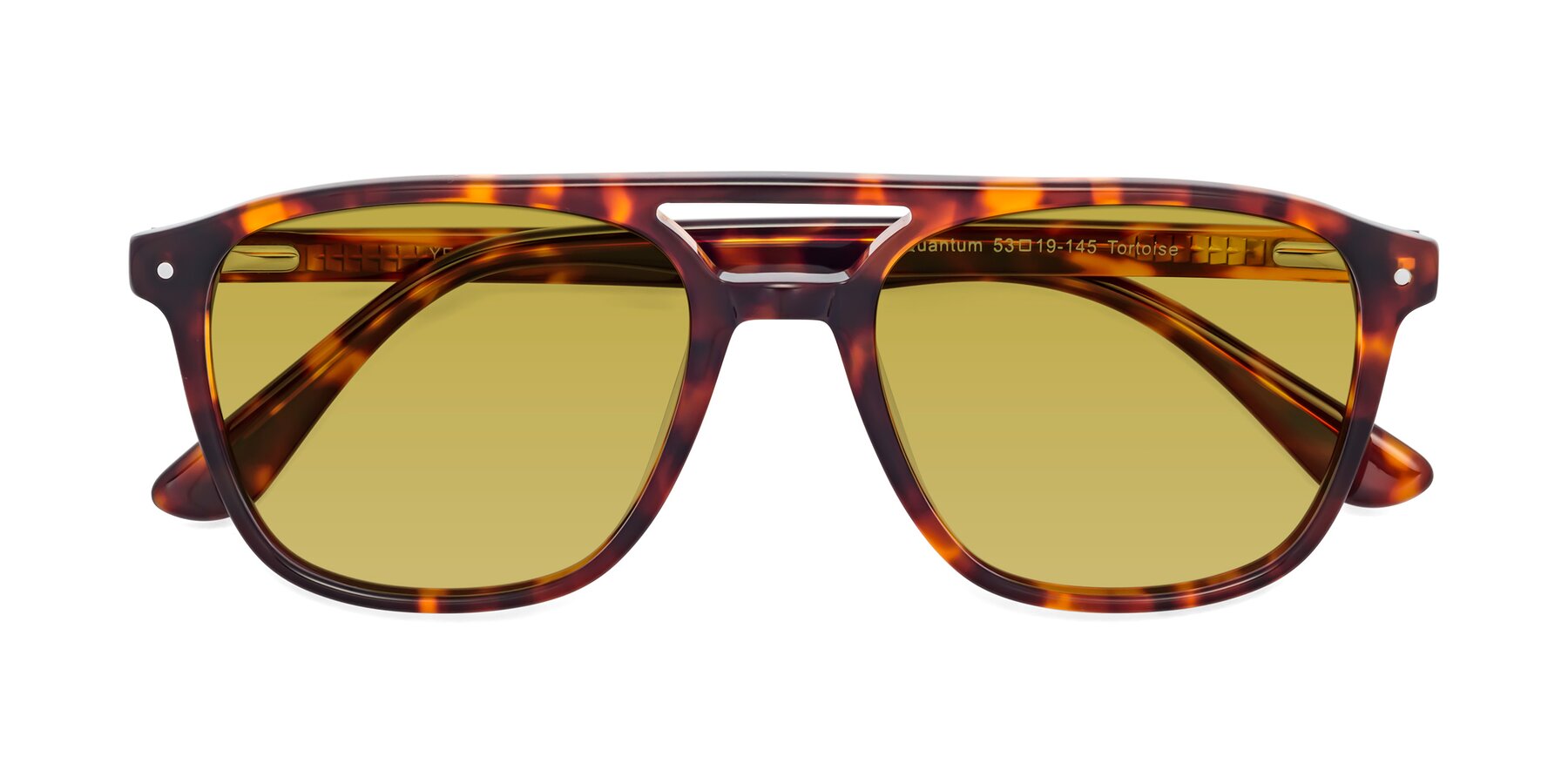 Folded Front of Quantum in Tortoise with Champagne Tinted Lenses