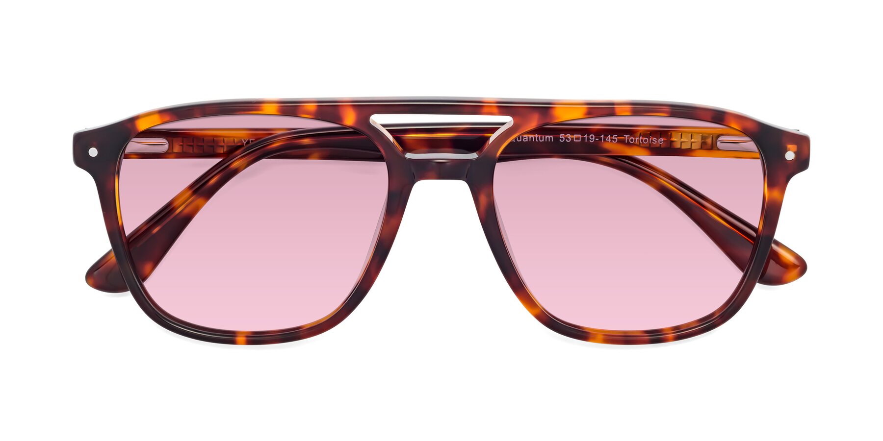 Folded Front of Quantum in Tortoise with Light Wine Tinted Lenses