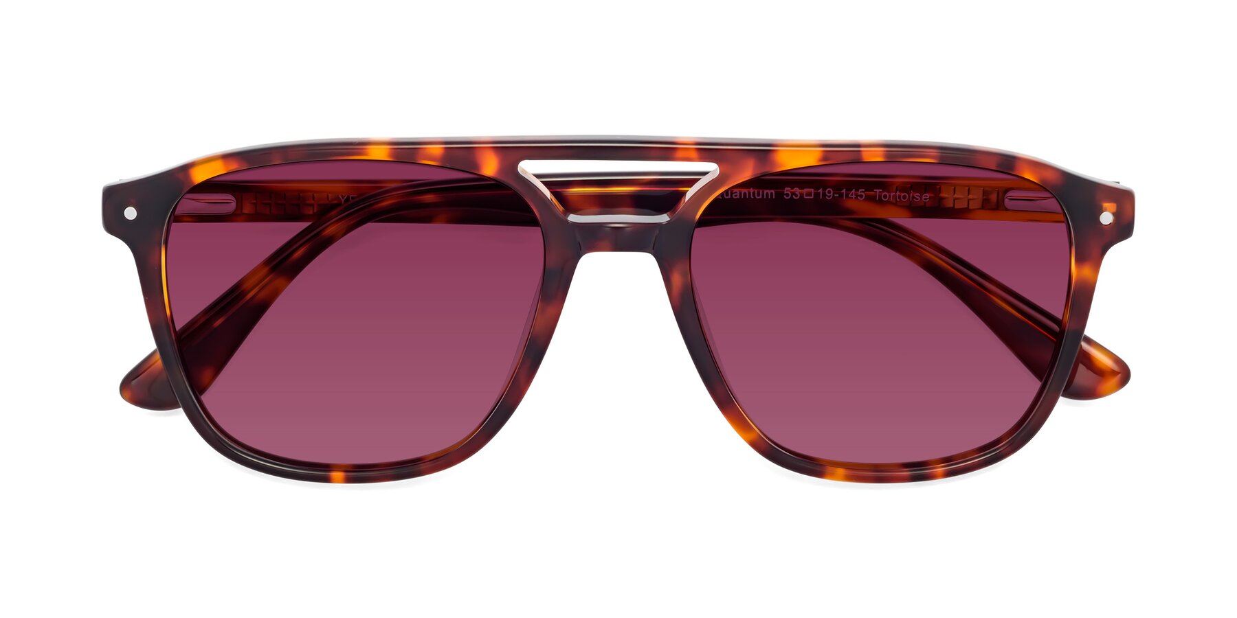 Folded Front of Quantum in Tortoise with Wine Tinted Lenses