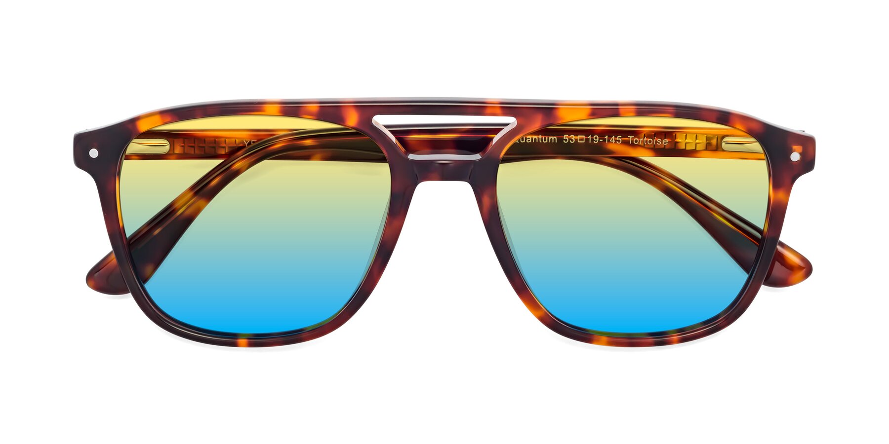 Folded Front of Quantum in Tortoise with Yellow / Blue Gradient Lenses