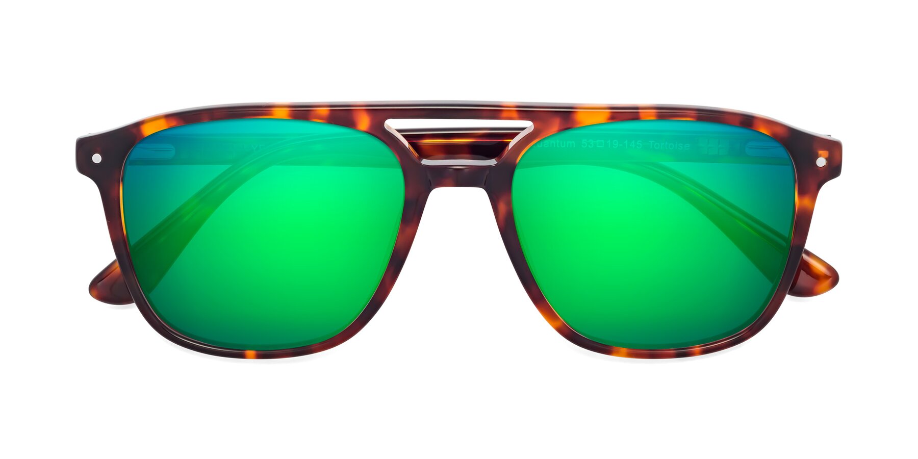 Folded Front of Quantum in Tortoise with Green Mirrored Lenses