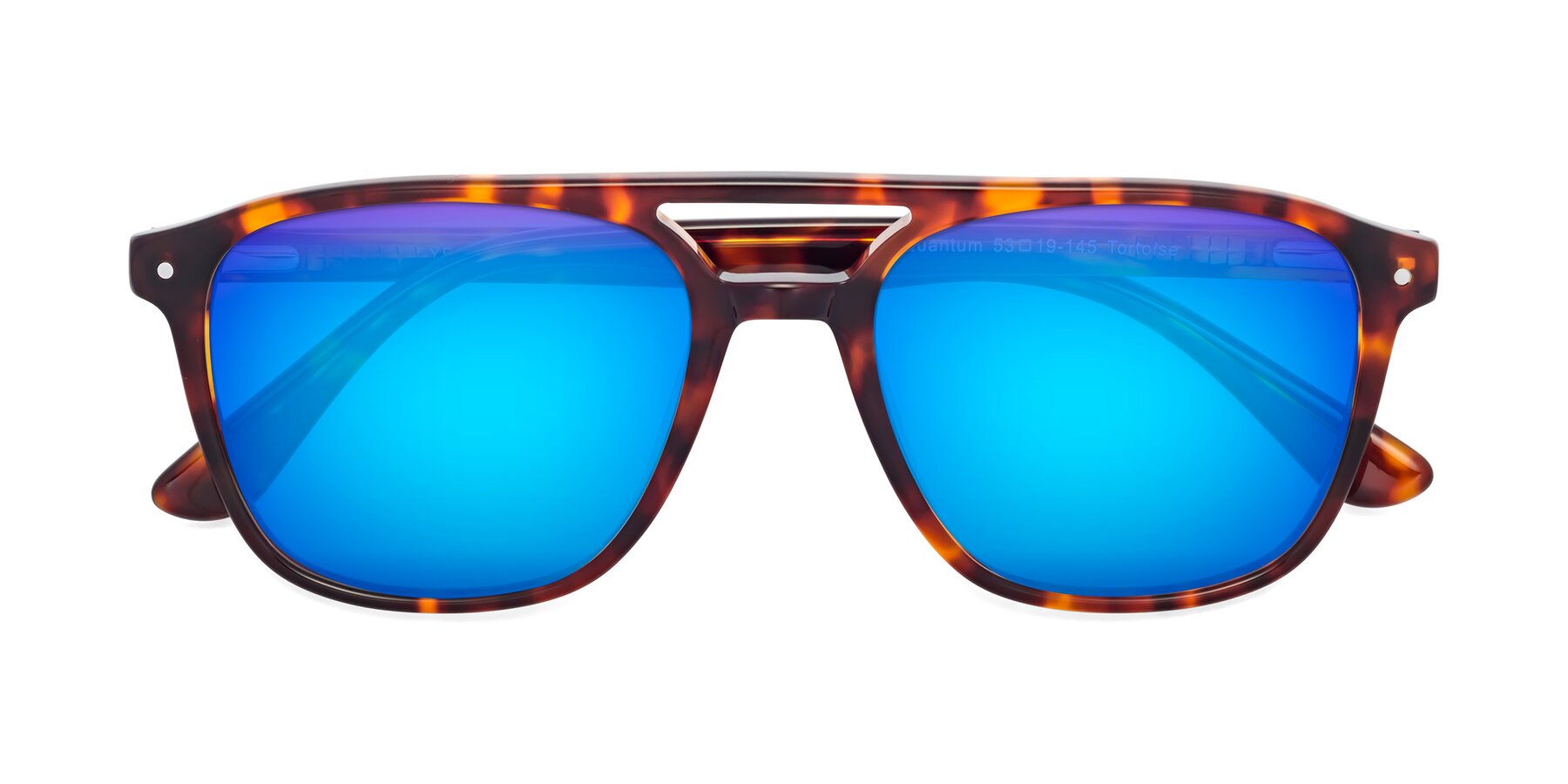 Folded Front of Quantum in Tortoise with Blue Mirrored Lenses