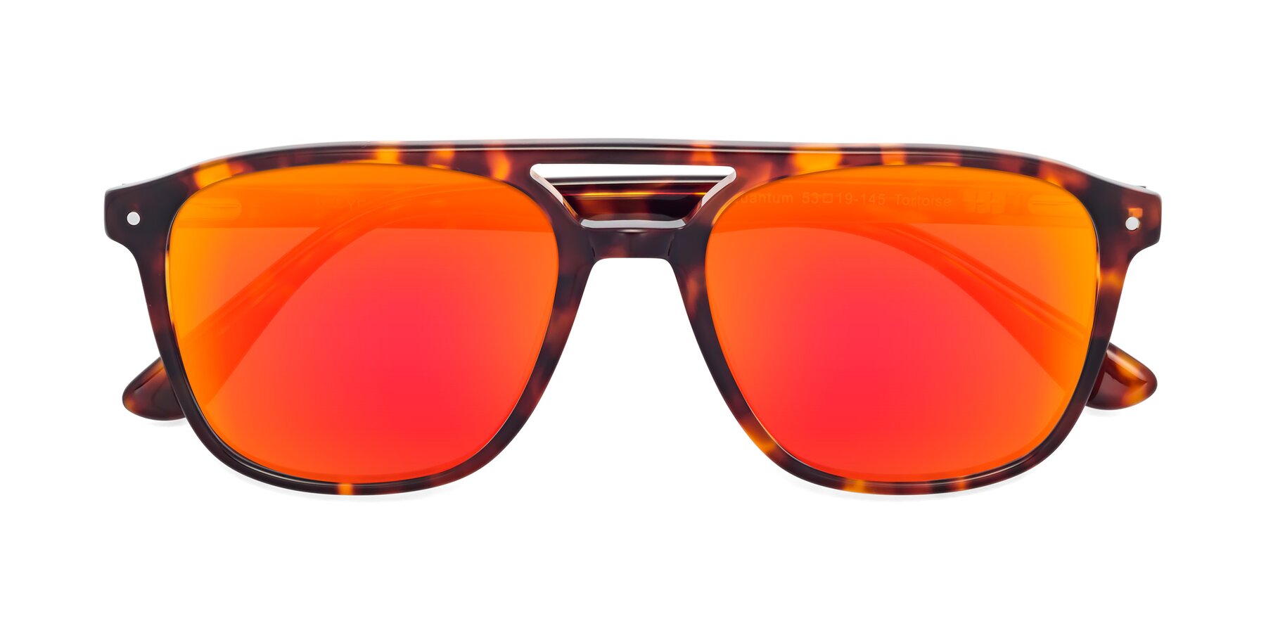 Folded Front of Quantum in Tortoise with Red Gold Mirrored Lenses