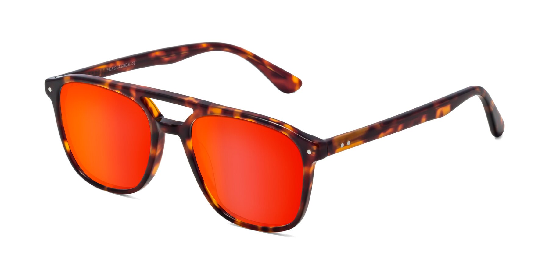 Angle of Quantum in Tortoise with Red Gold Mirrored Lenses